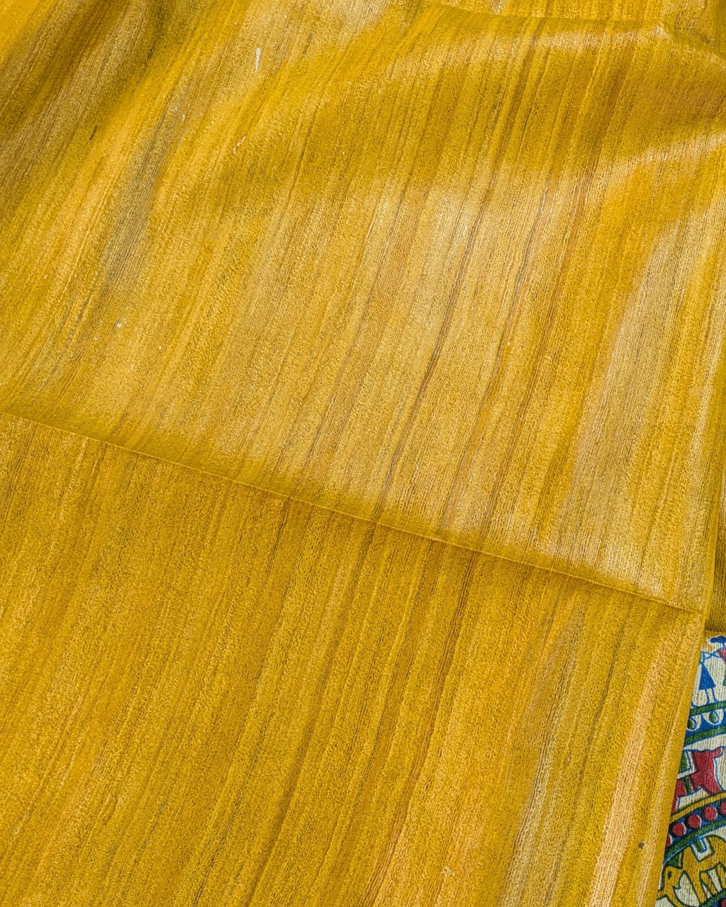 Madhubani Print Ghicha Sari Yellow