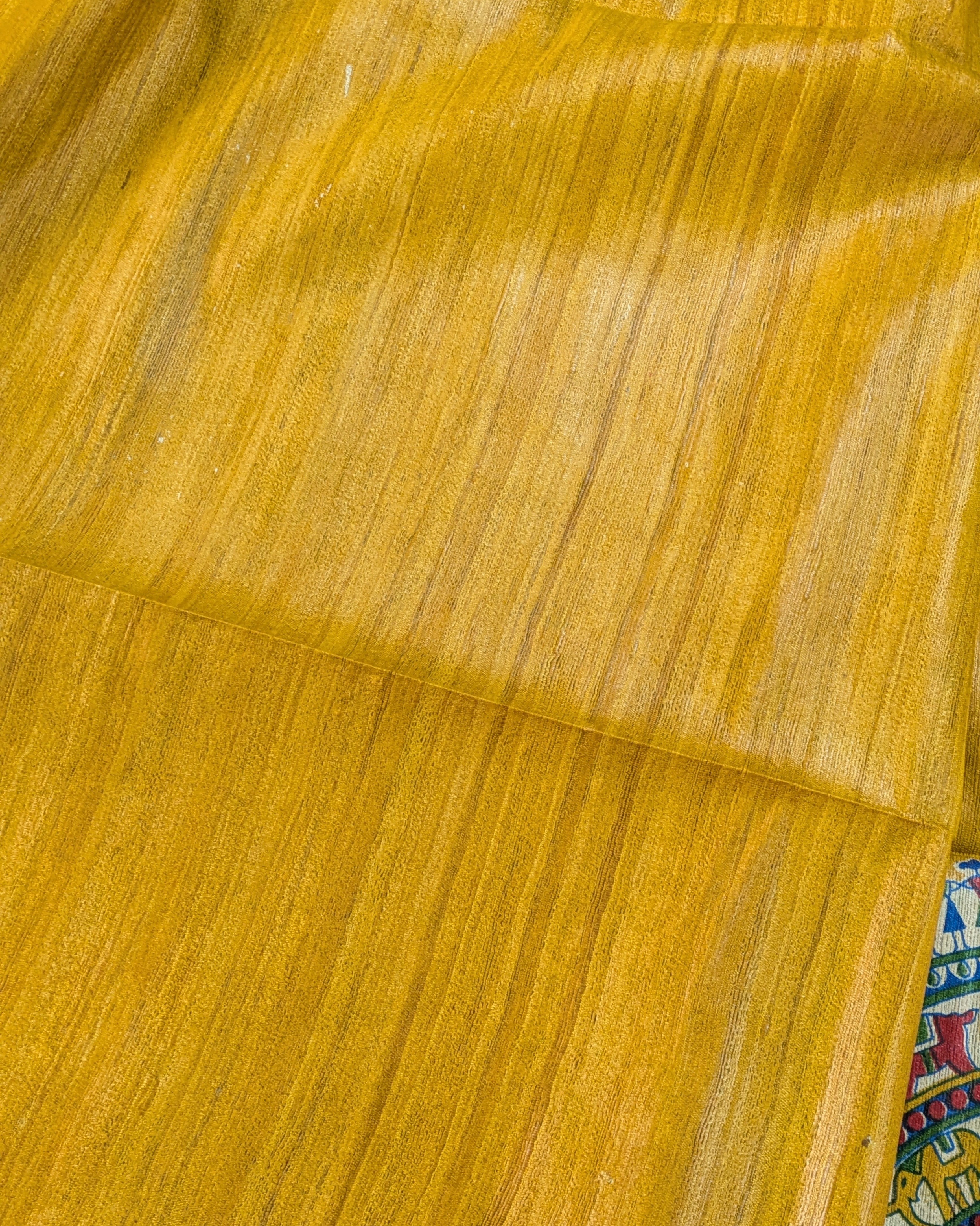 Madhubani Print Ghicha Sari Yellow
