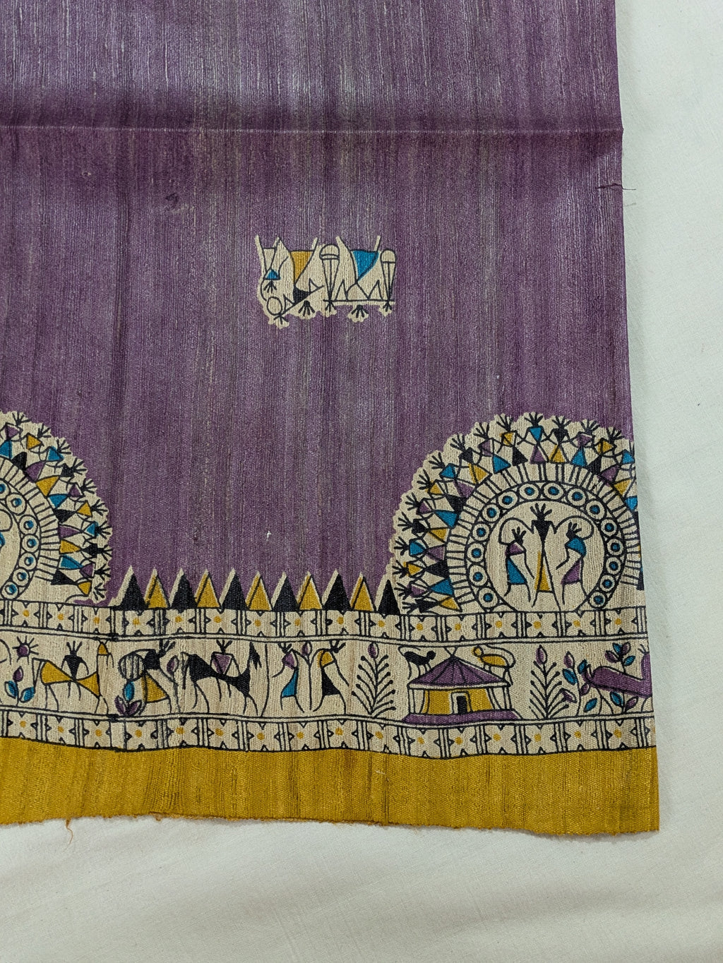Madhubani Print Ghicha Sari Purple