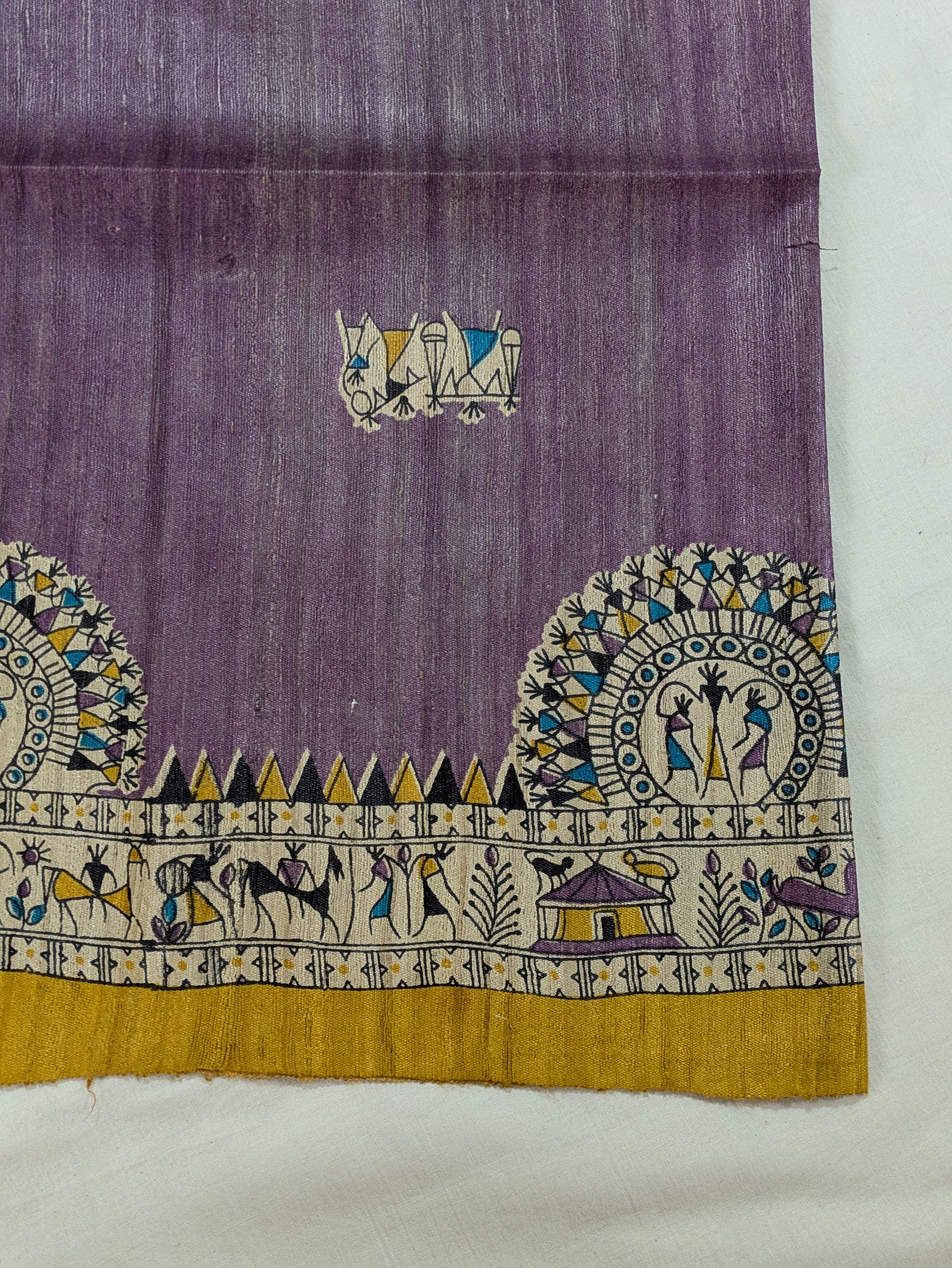 Madhubani Print Ghicha Sari Purple