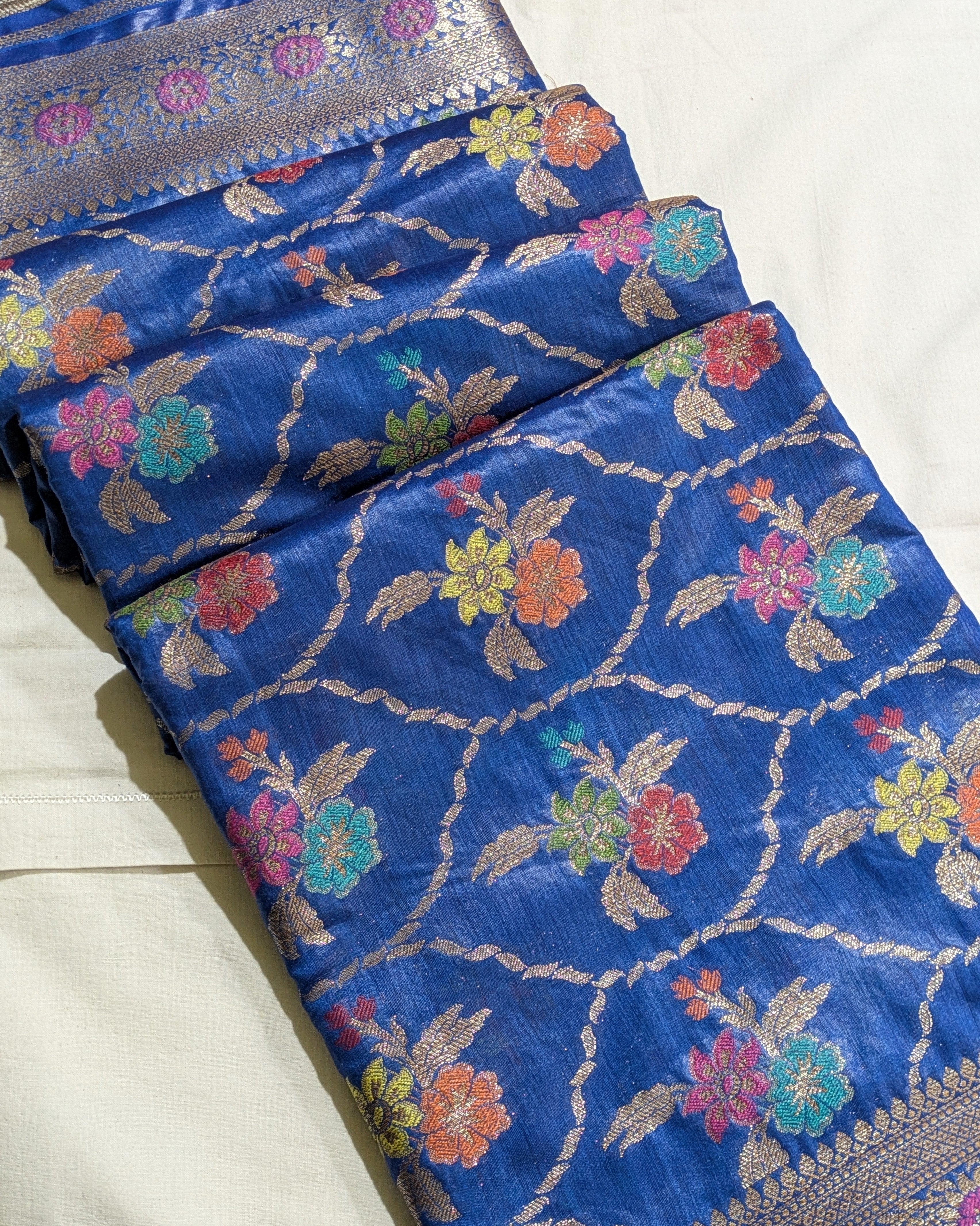 Tussar Muga Benarasi Sari Blue