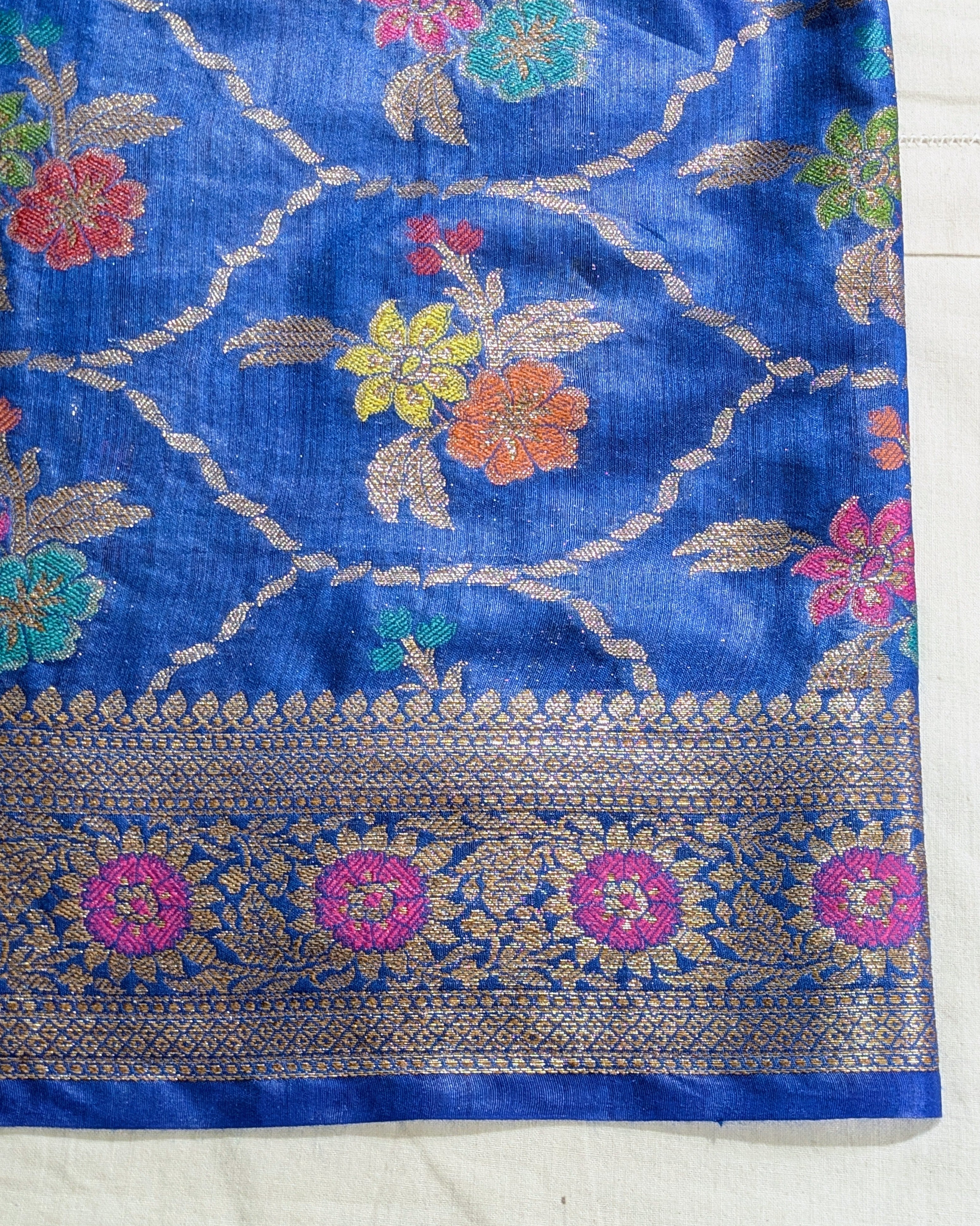 Tussar Muga Benarasi Sari Blue