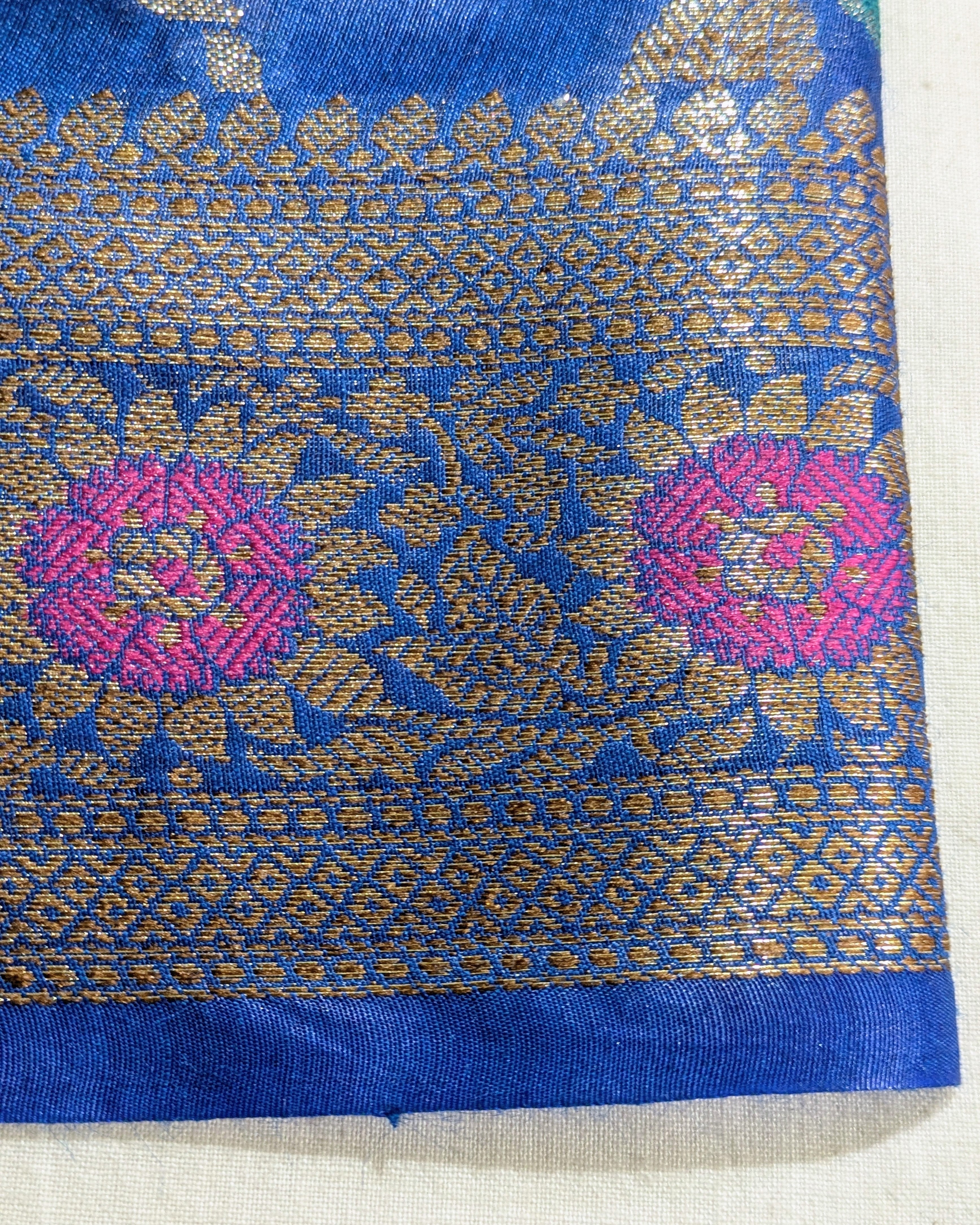 Tussar Muga Benarasi Sari Blue