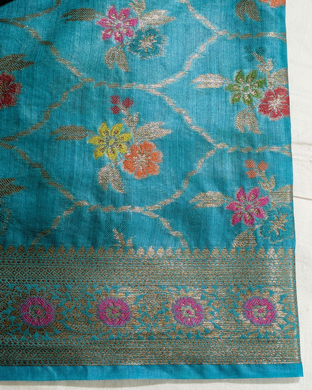 Tussar Muga Benarasi Sari Seagreen