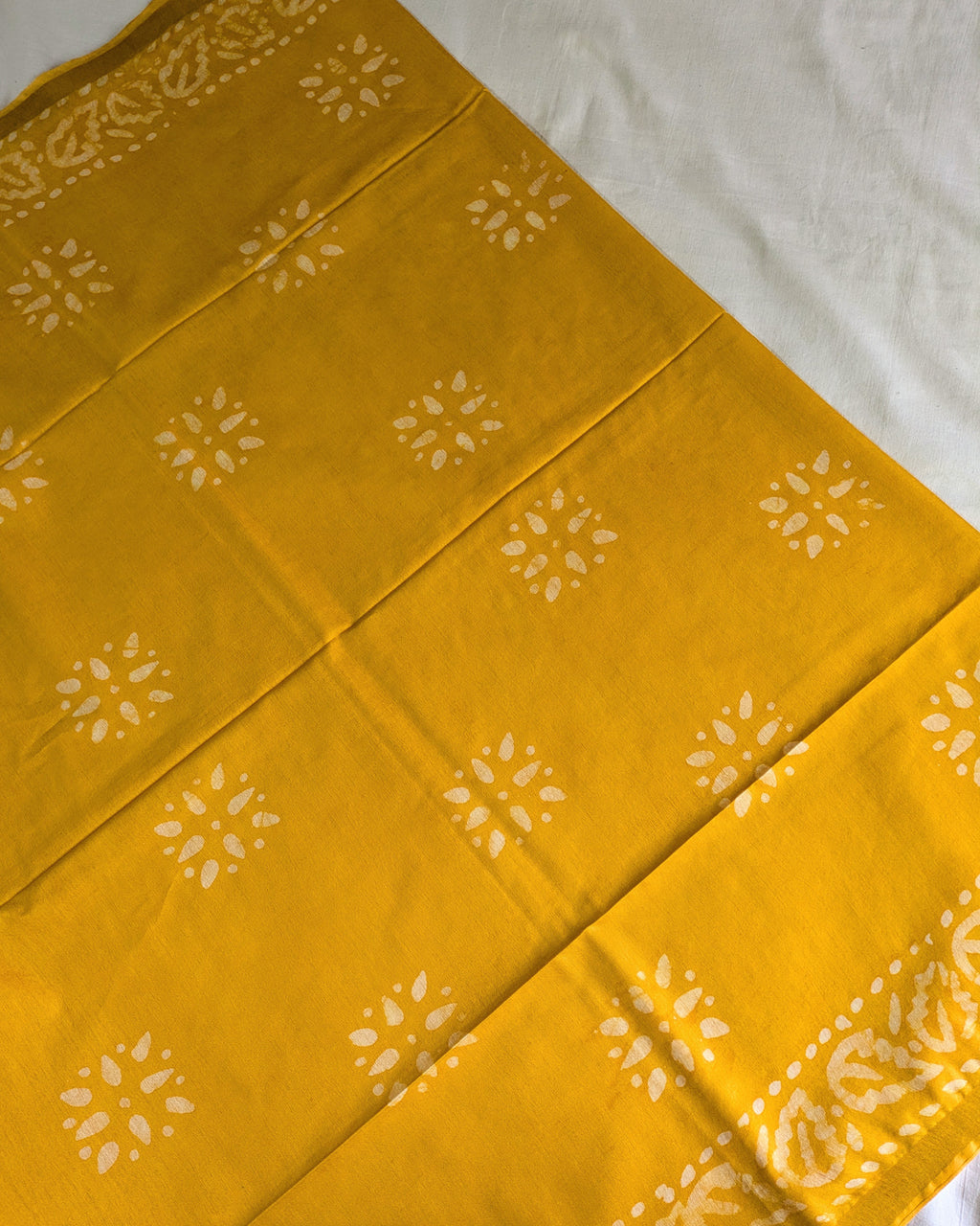 Chanderi Batik Print Sari Yellow 2
