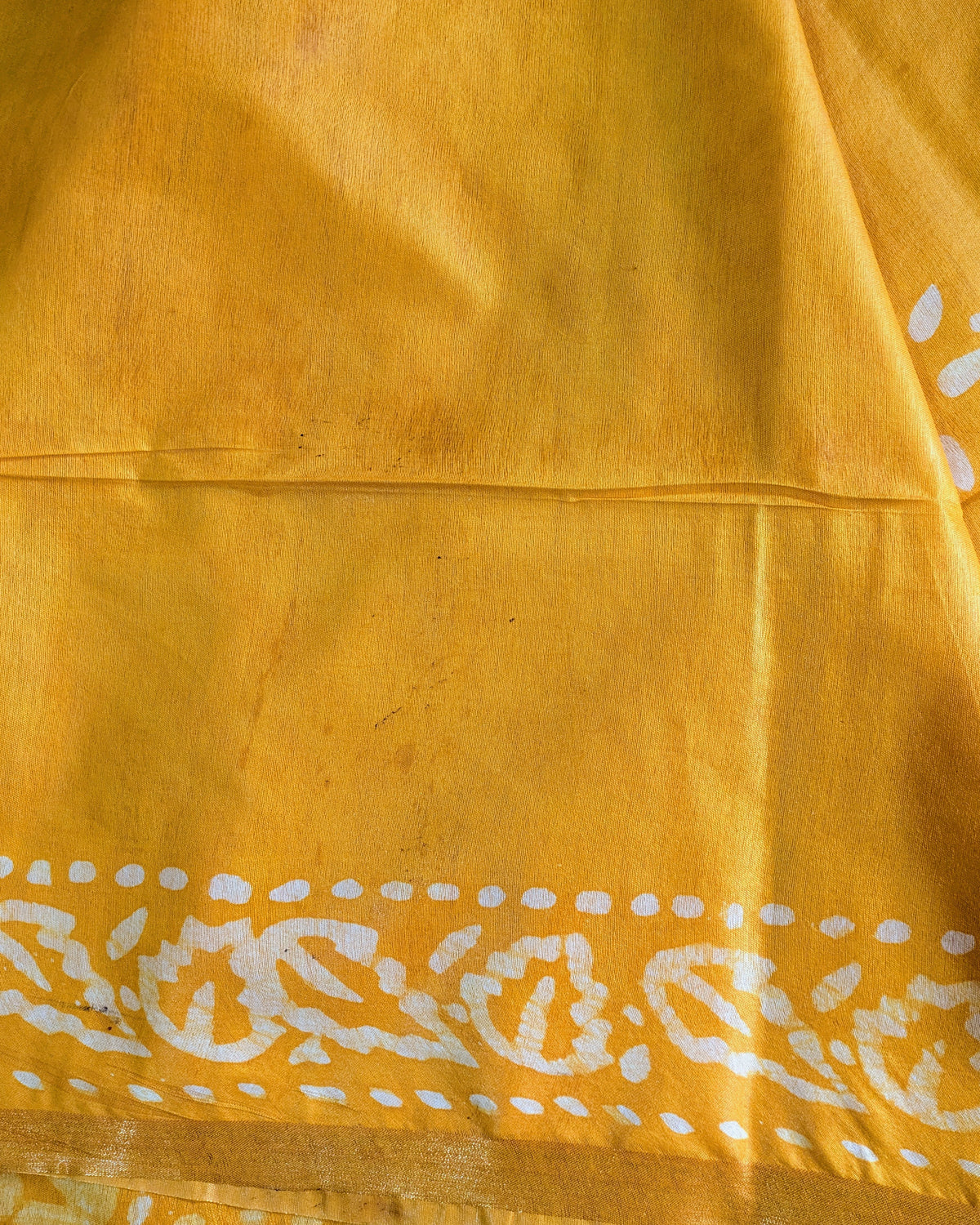 Chanderi Batik Print Sari Yellow 1