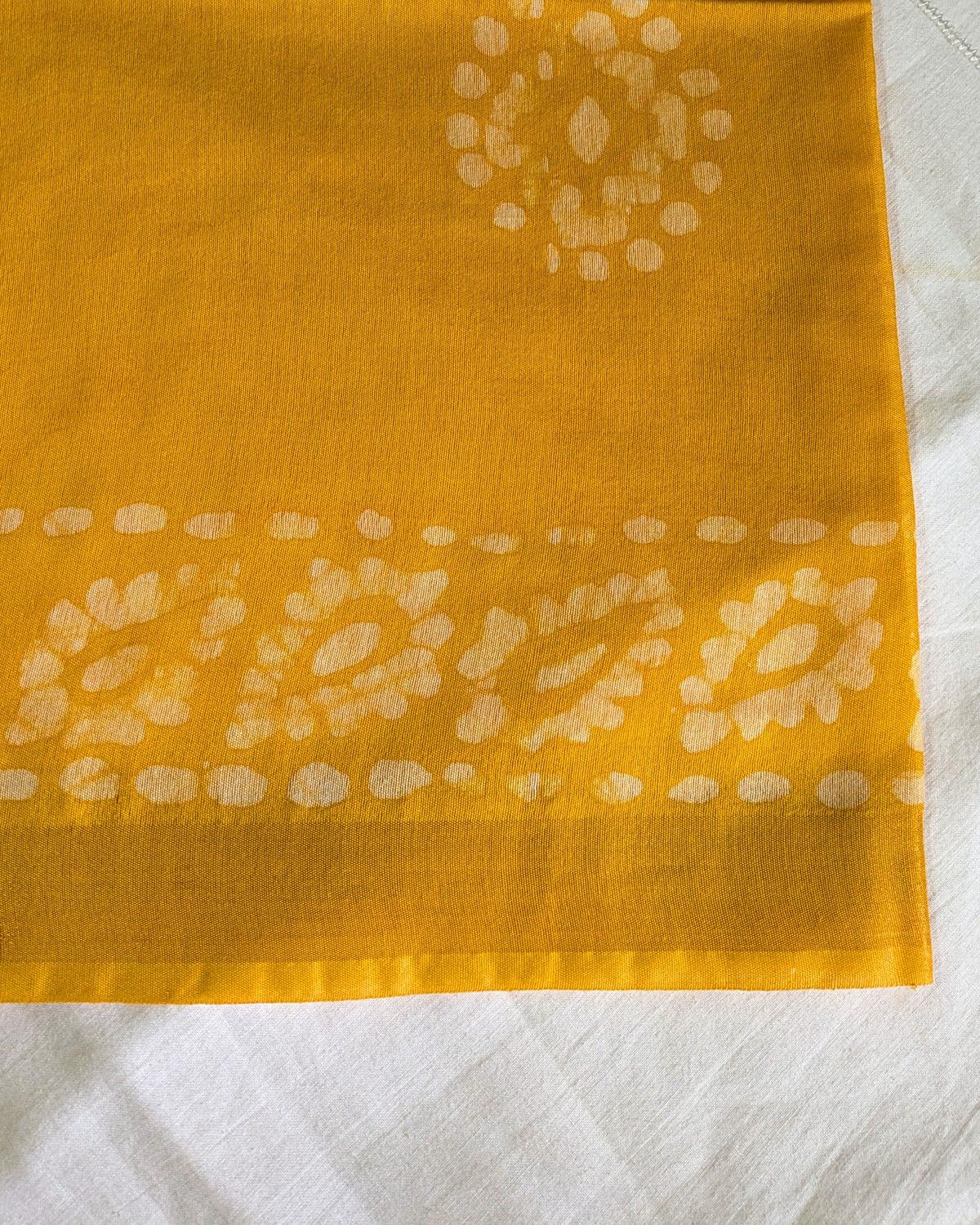Chanderi Batik Print Sari Yellow 1