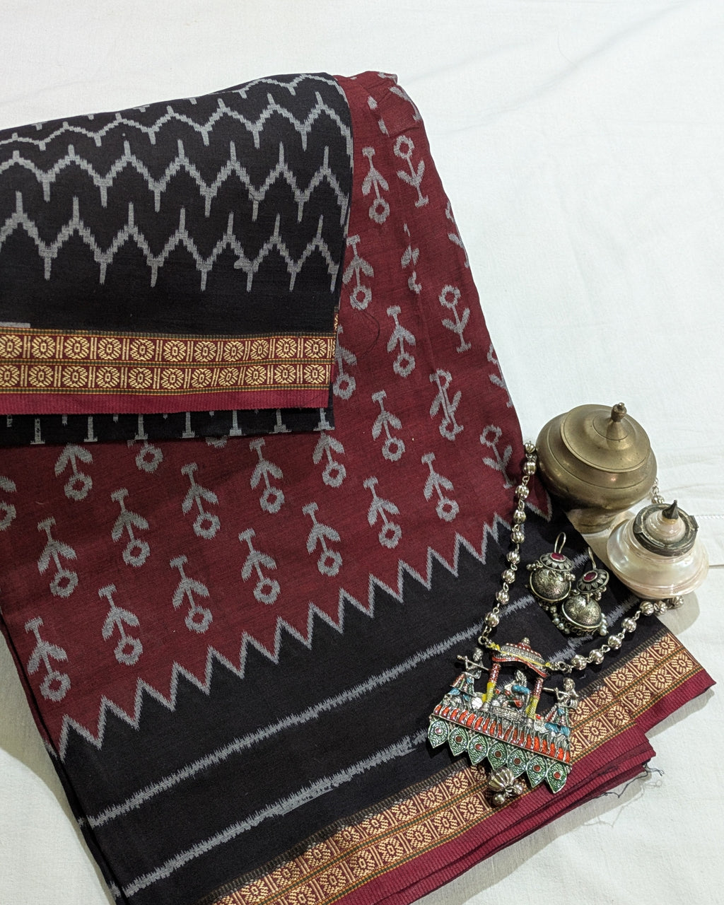 Printed Pachampalli Sari Maroon