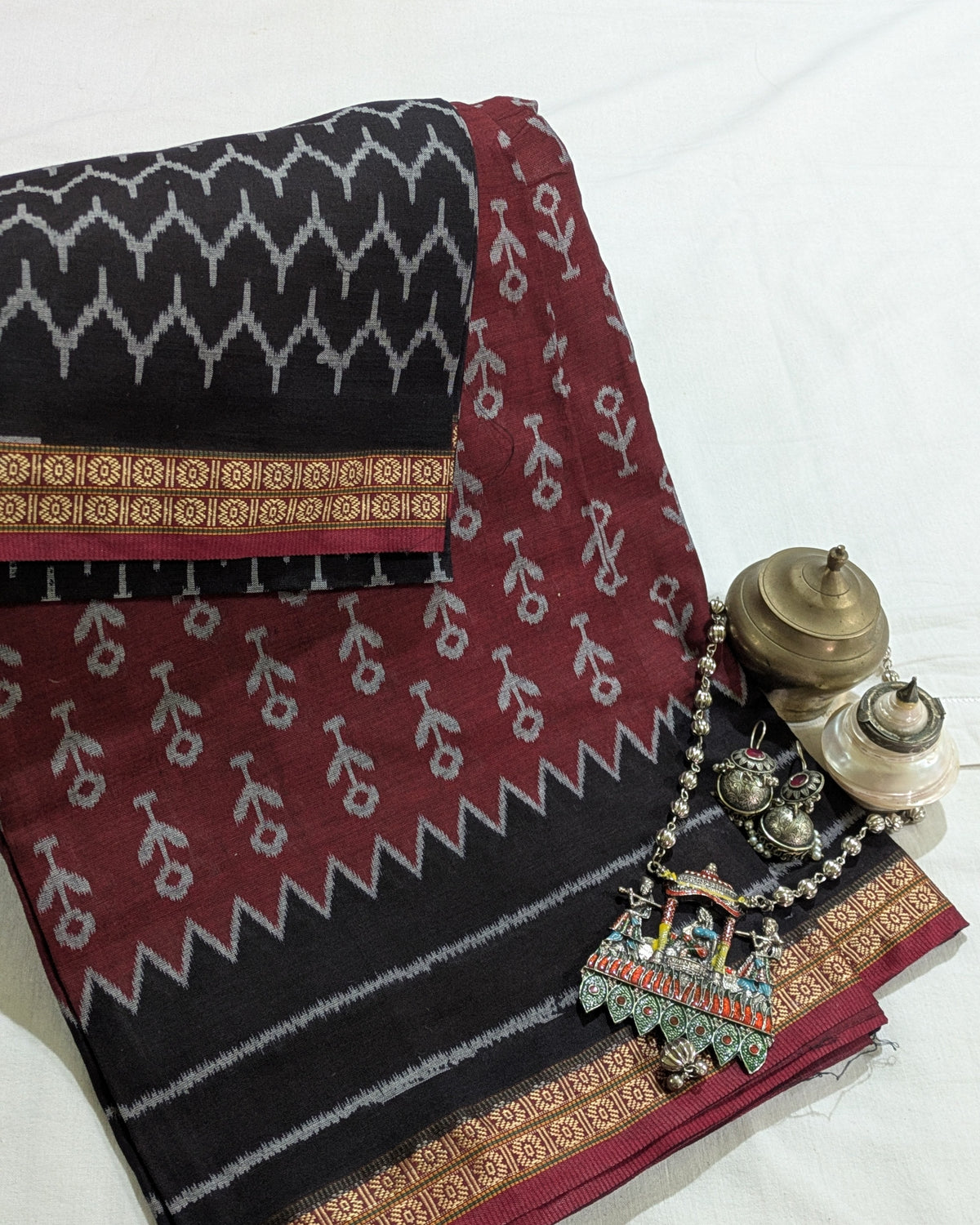 Printed Pachampalli Sari Maroon