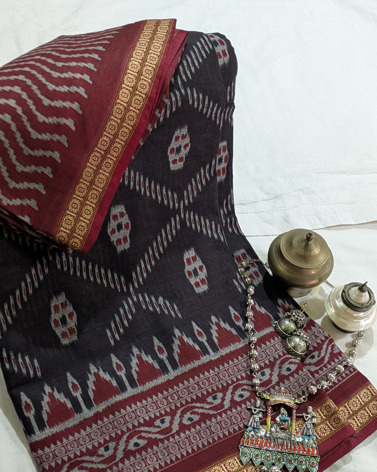Printed Pachampalli Sari Black