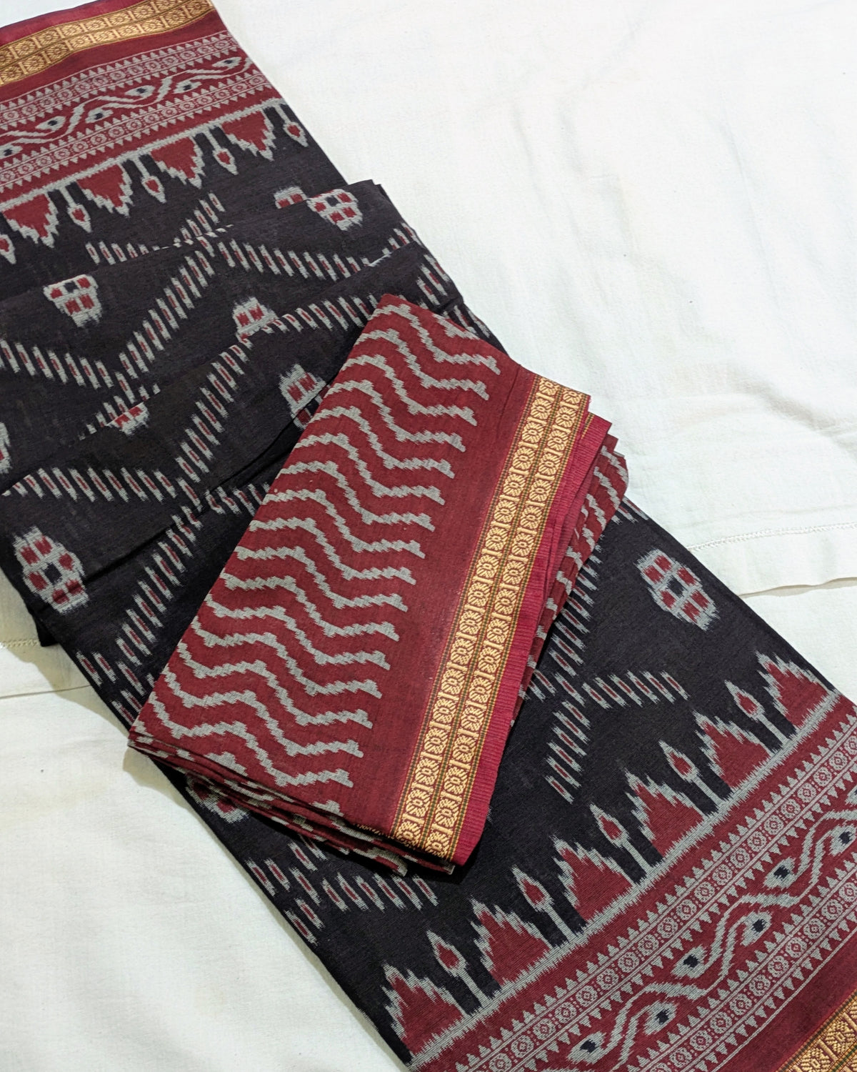 Printed Pachampalli Sari Black