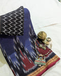 Printed Pachampalli Sari Blue