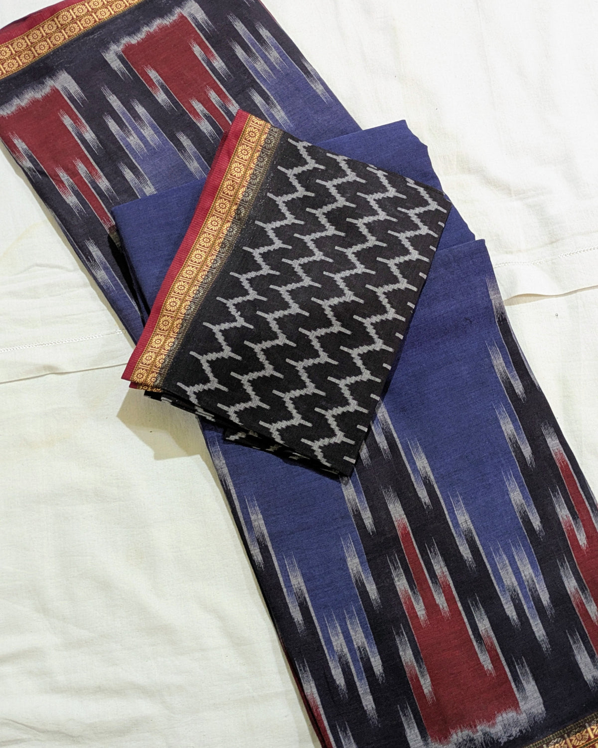 Printed Pachampalli Sari Blue