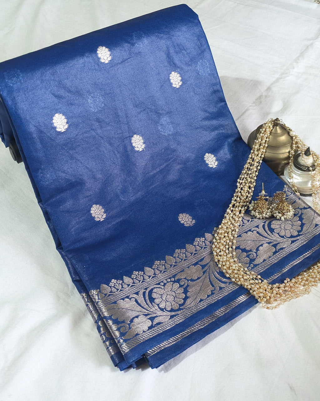 Katan Soft Banarasi Sari Blue