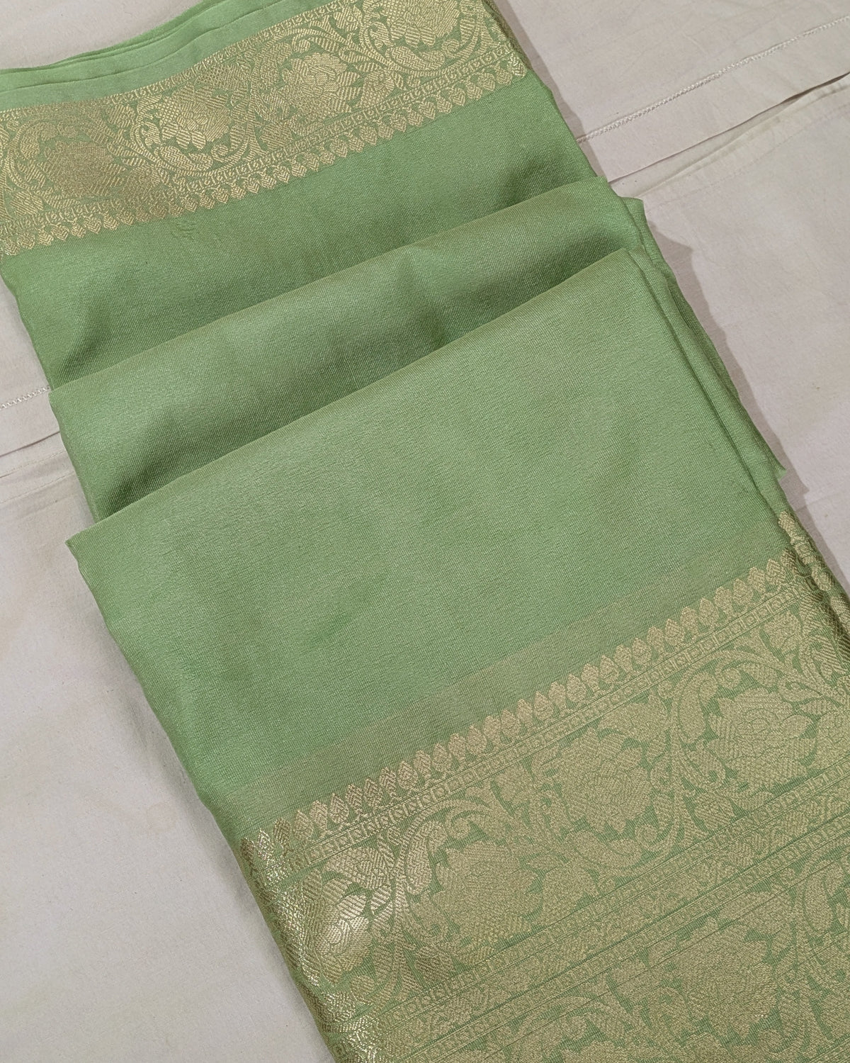 Katan Soft Banarasi Sari Sea Green