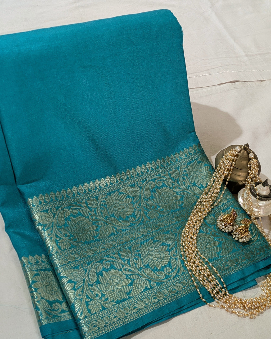 Katan Soft Banarasi Sari Firoza