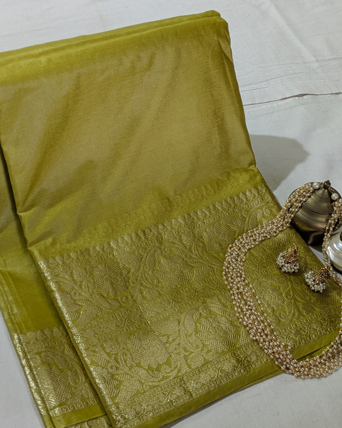 Katan Soft Banarasi Sari Yellow Green