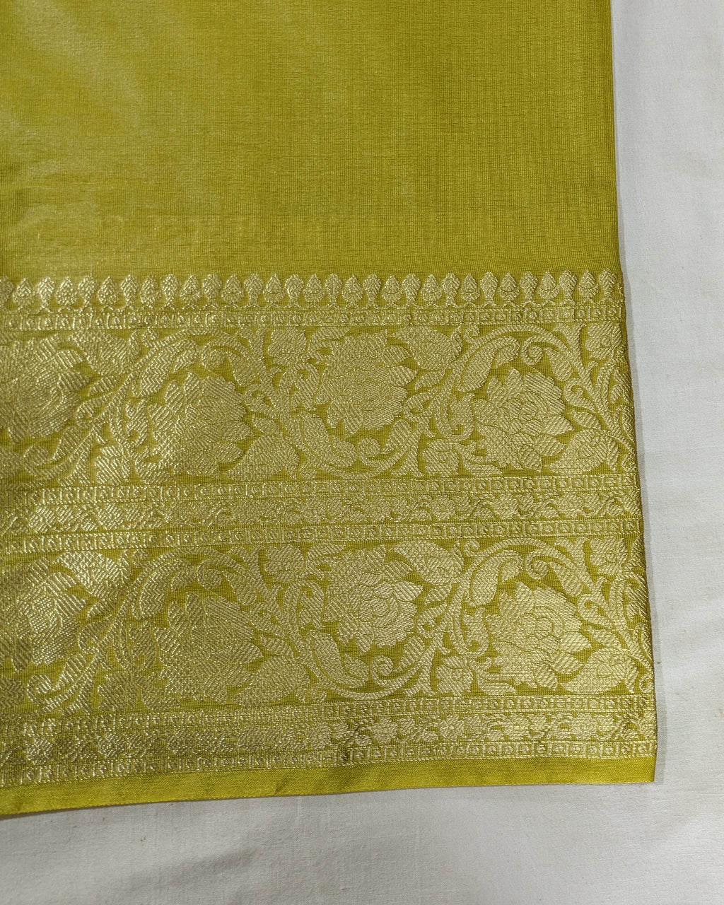 Katan Soft Banarasi Sari Yellow Green
