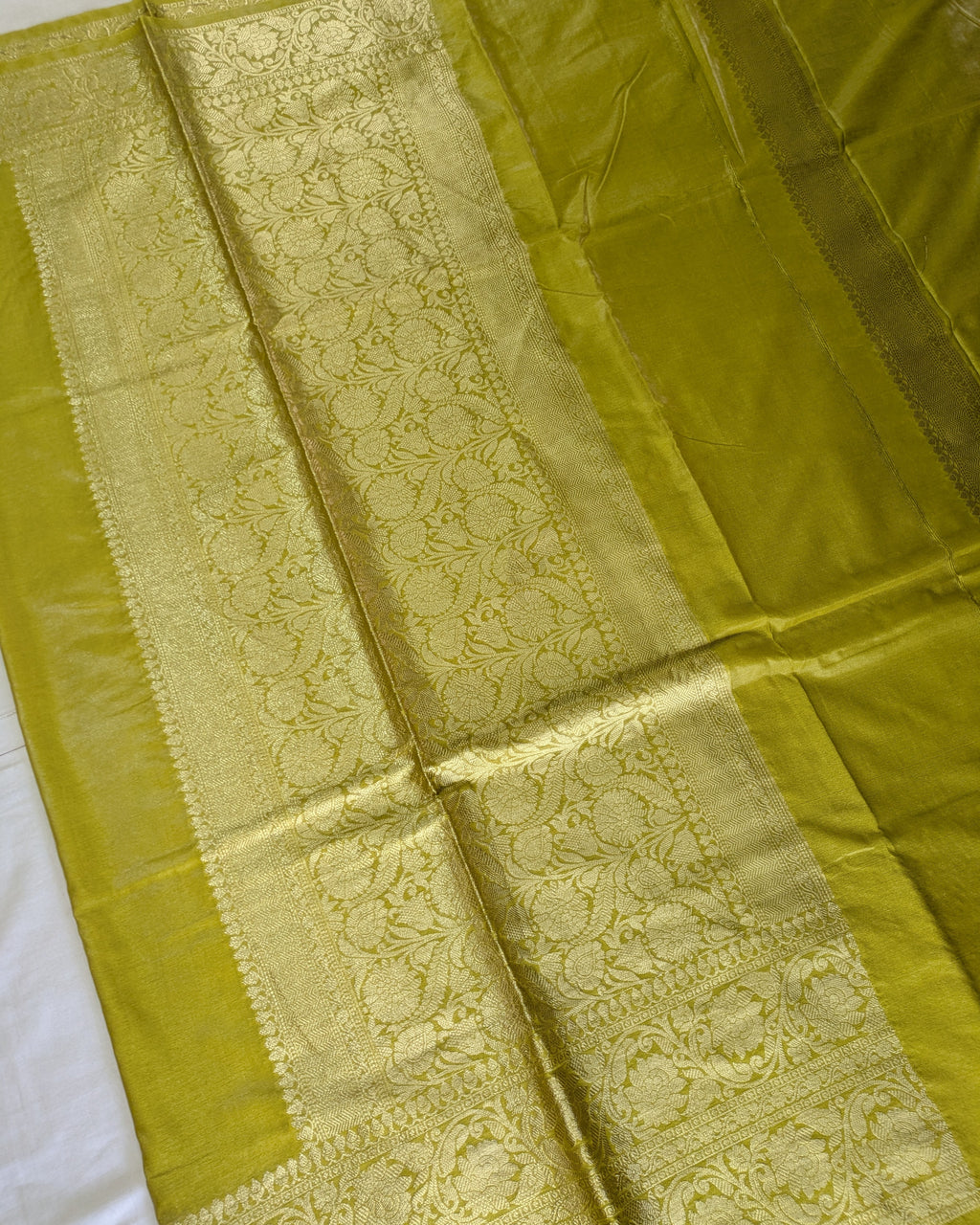 Katan Soft Banarasi Sari Yellow Green