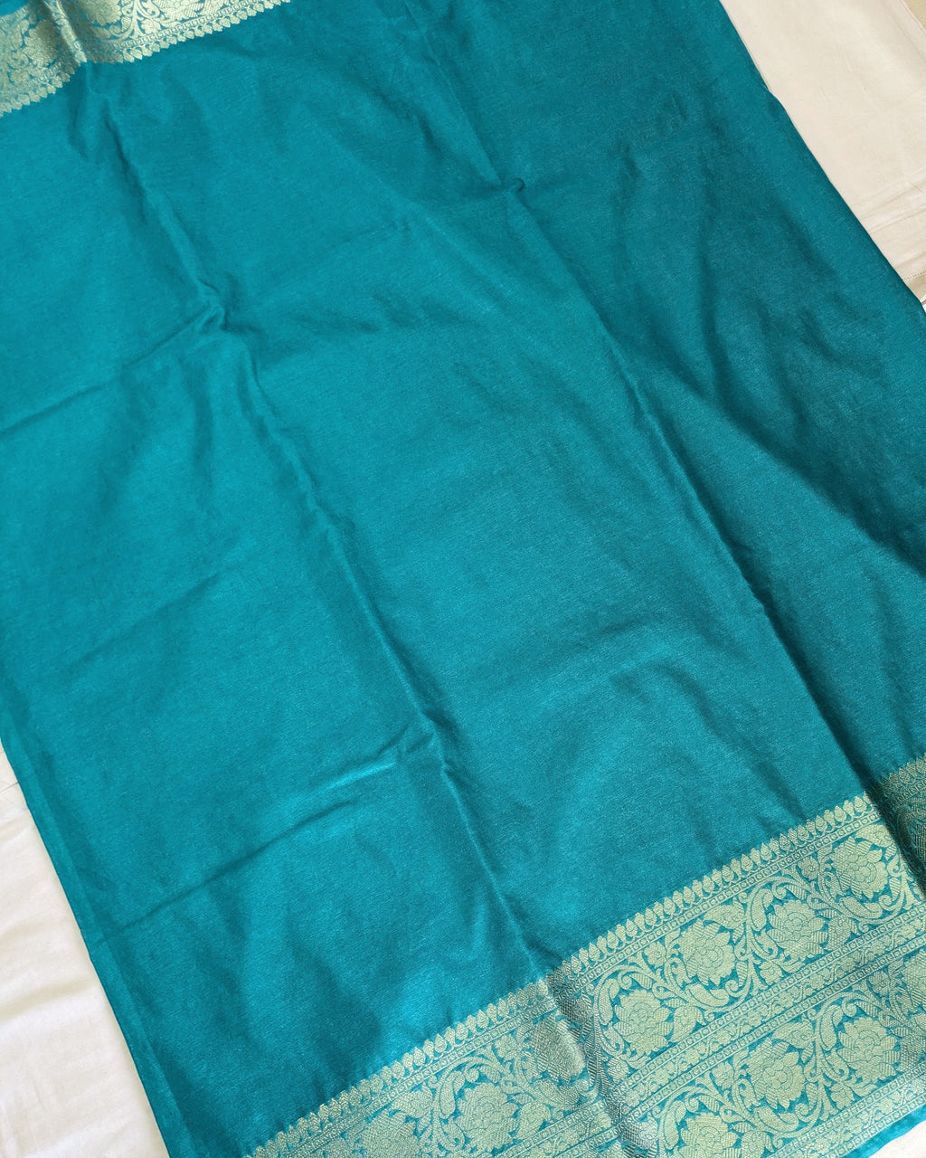 Katan Soft Banarasi Sari Firoza