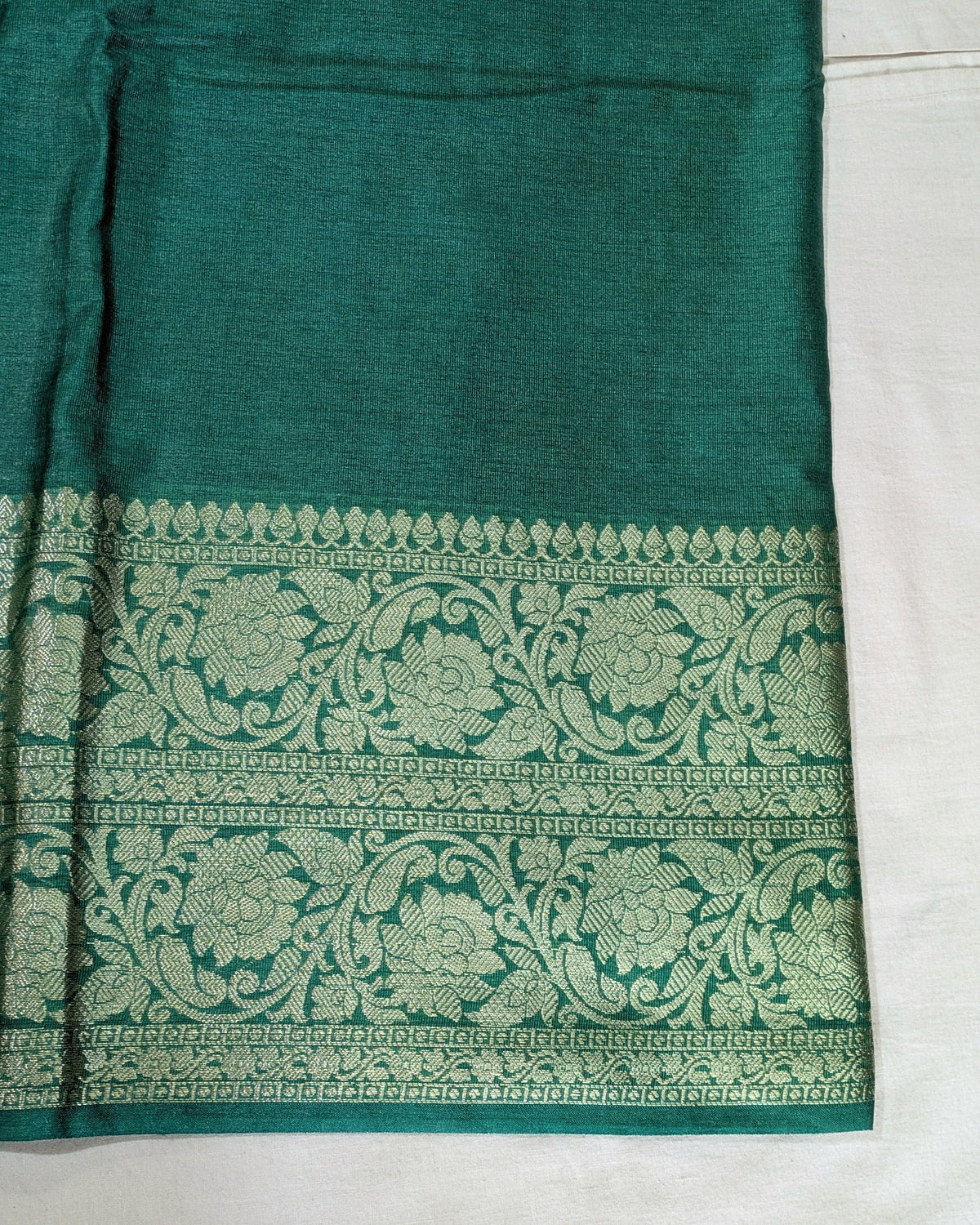 Katan Soft Banarasi Sari Forest Green