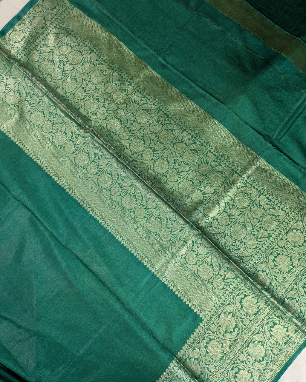 Katan Soft Banarasi Sari Forest Green