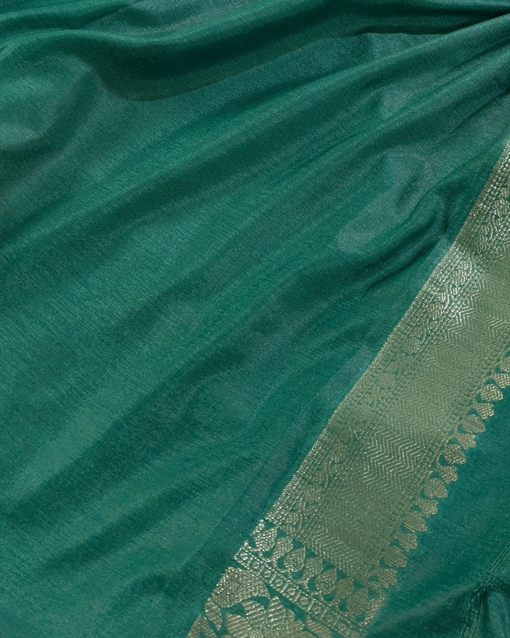 Katan Soft Banarasi Sari Forest Green