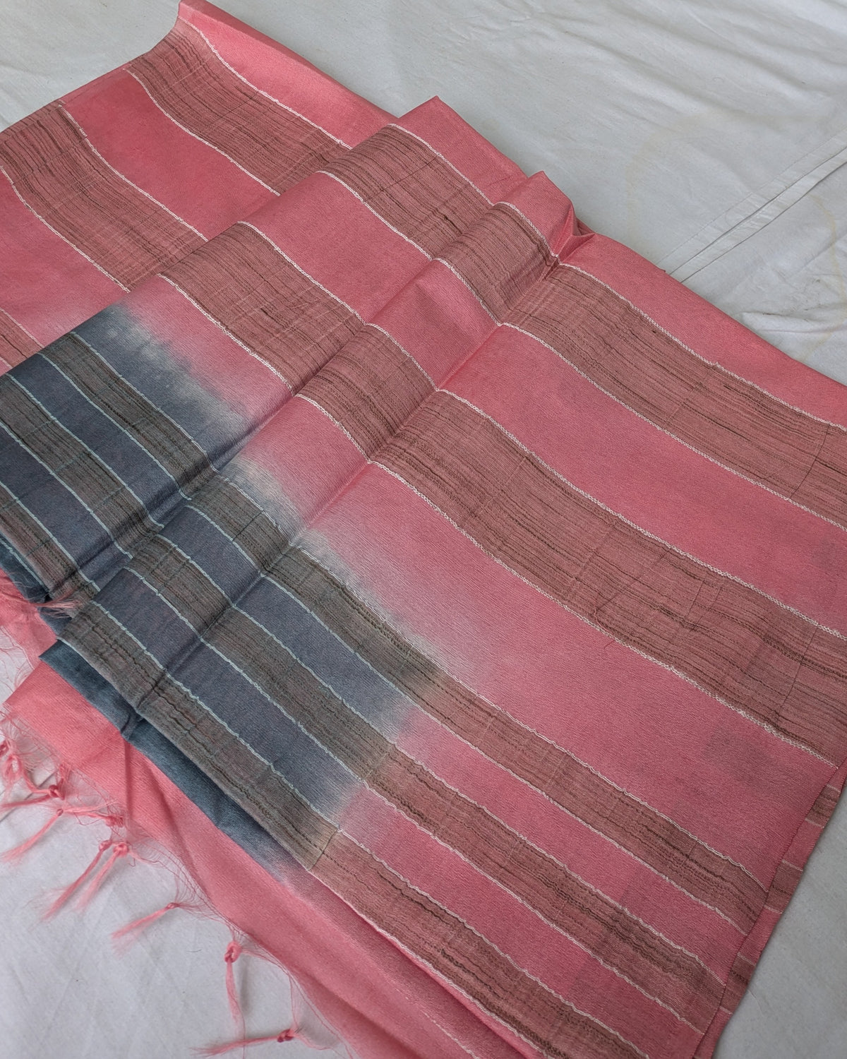 Bhagalpuri Double-Dye Silk Grey-Pink