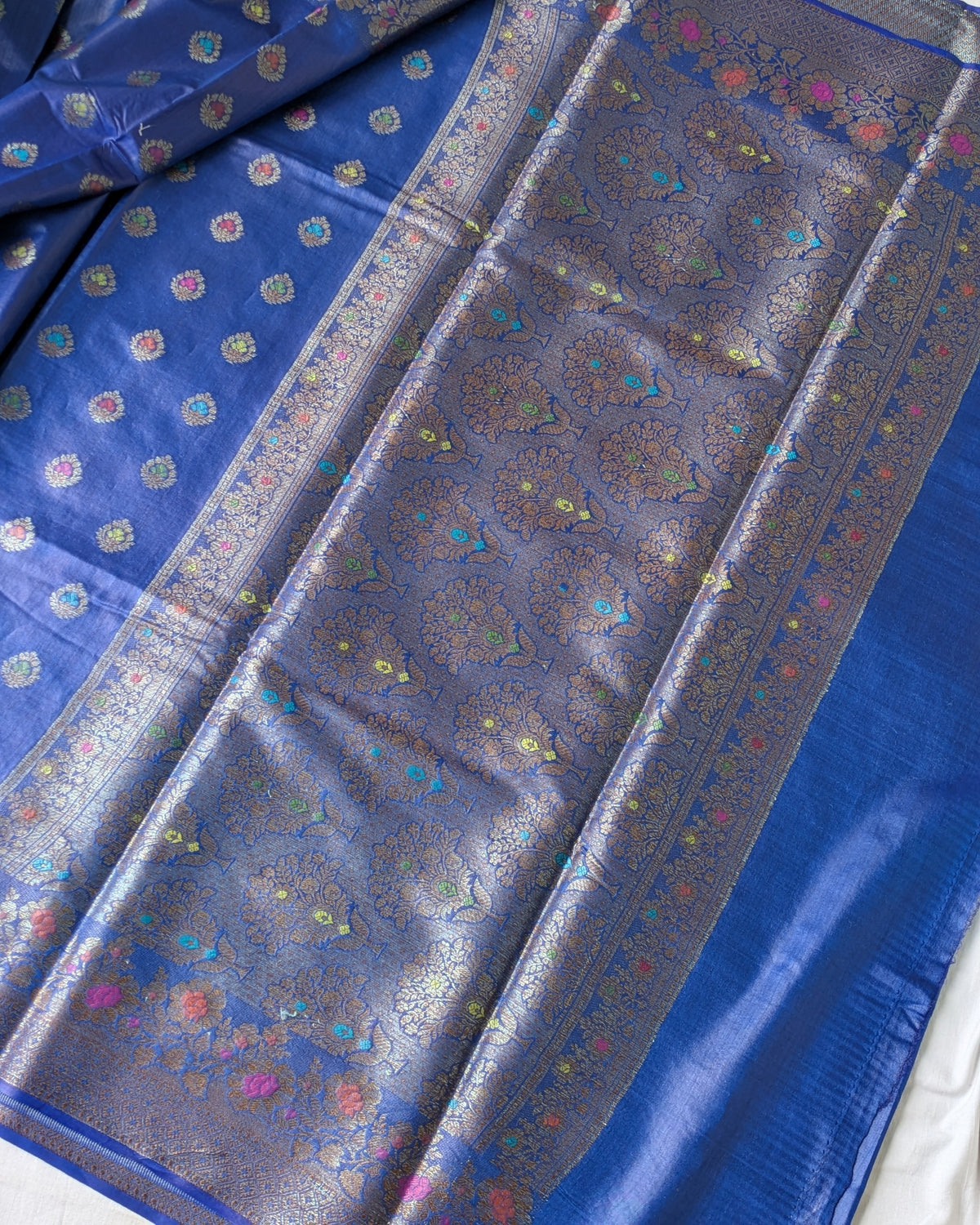 Tussar Muga Benarasi Sari Blue