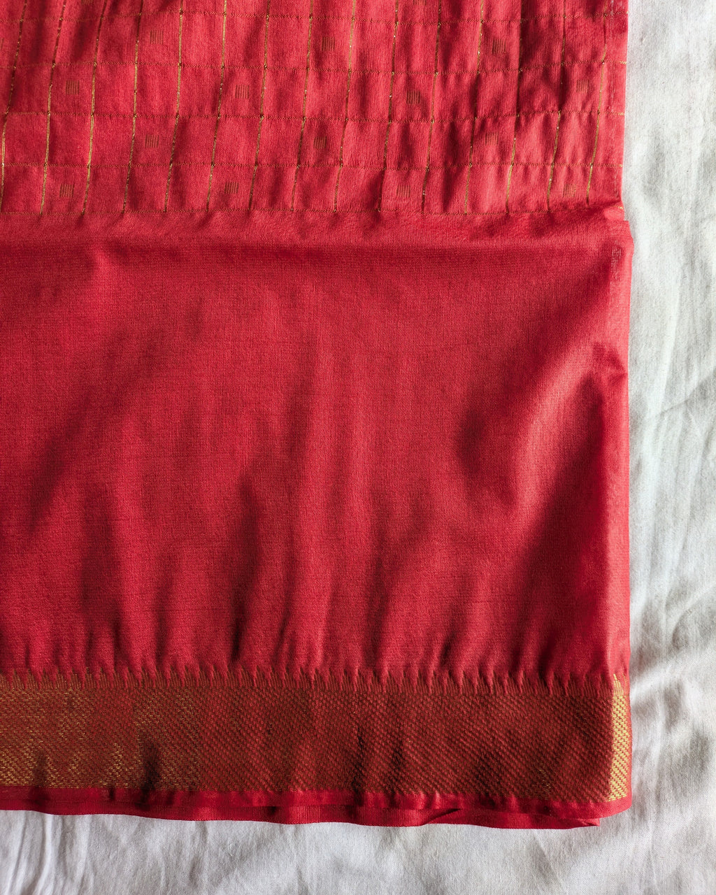 Bhagalpuri Mangalgiri Sari Red