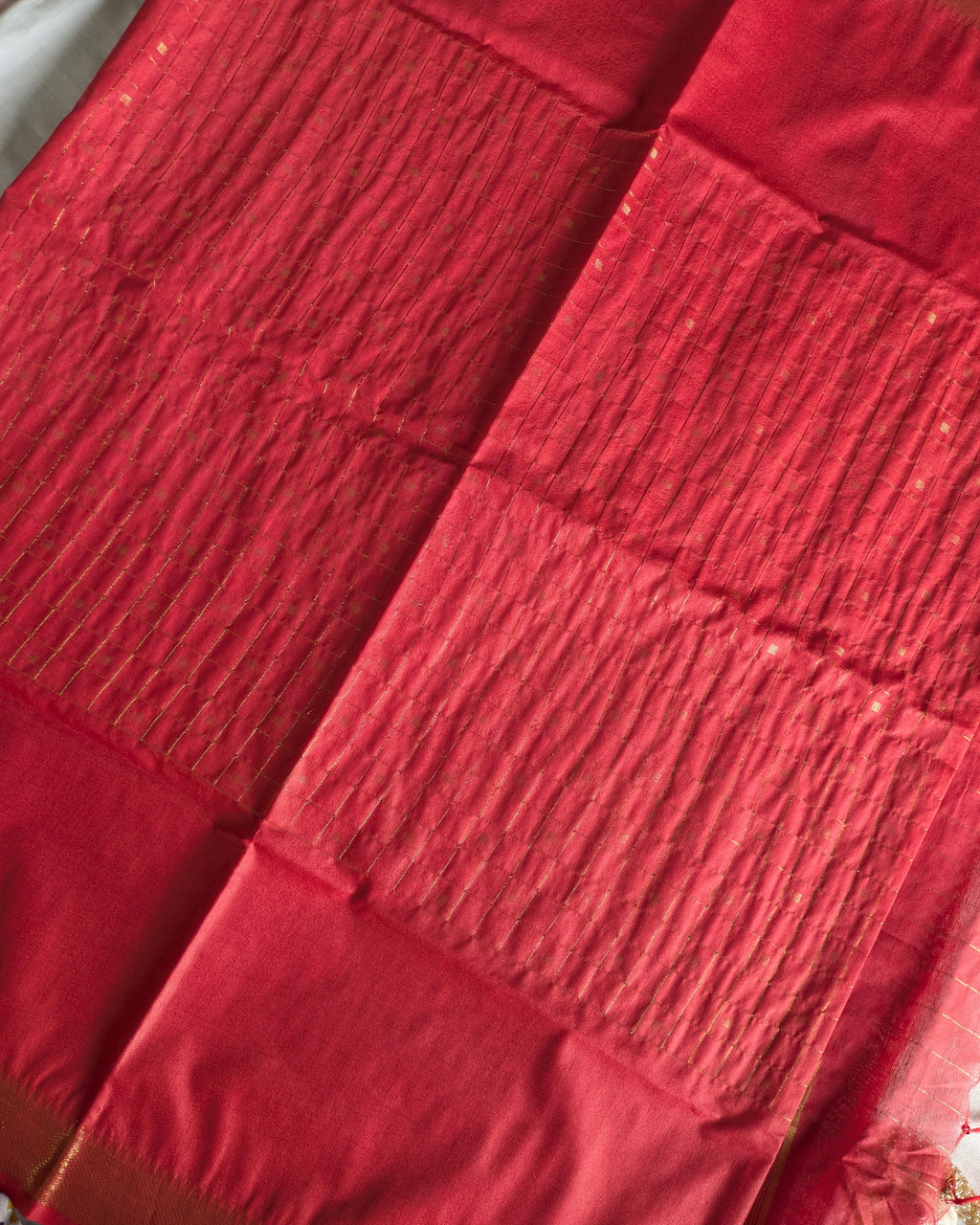 Bhagalpuri Mangalgiri Sari Red