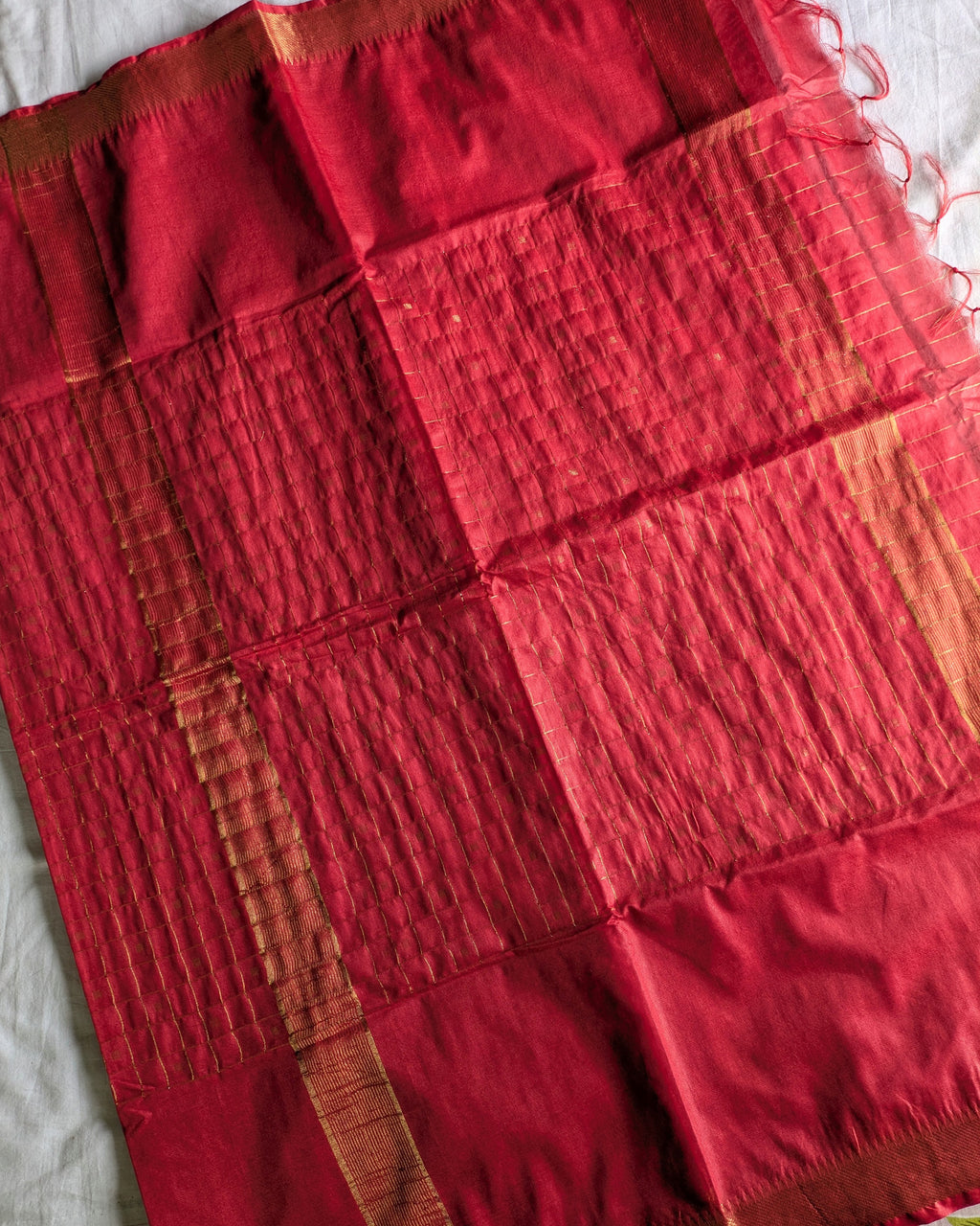 Bhagalpuri Mangalgiri Sari Red