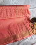 Bhagalpuri Mangalgiri Sari Peach