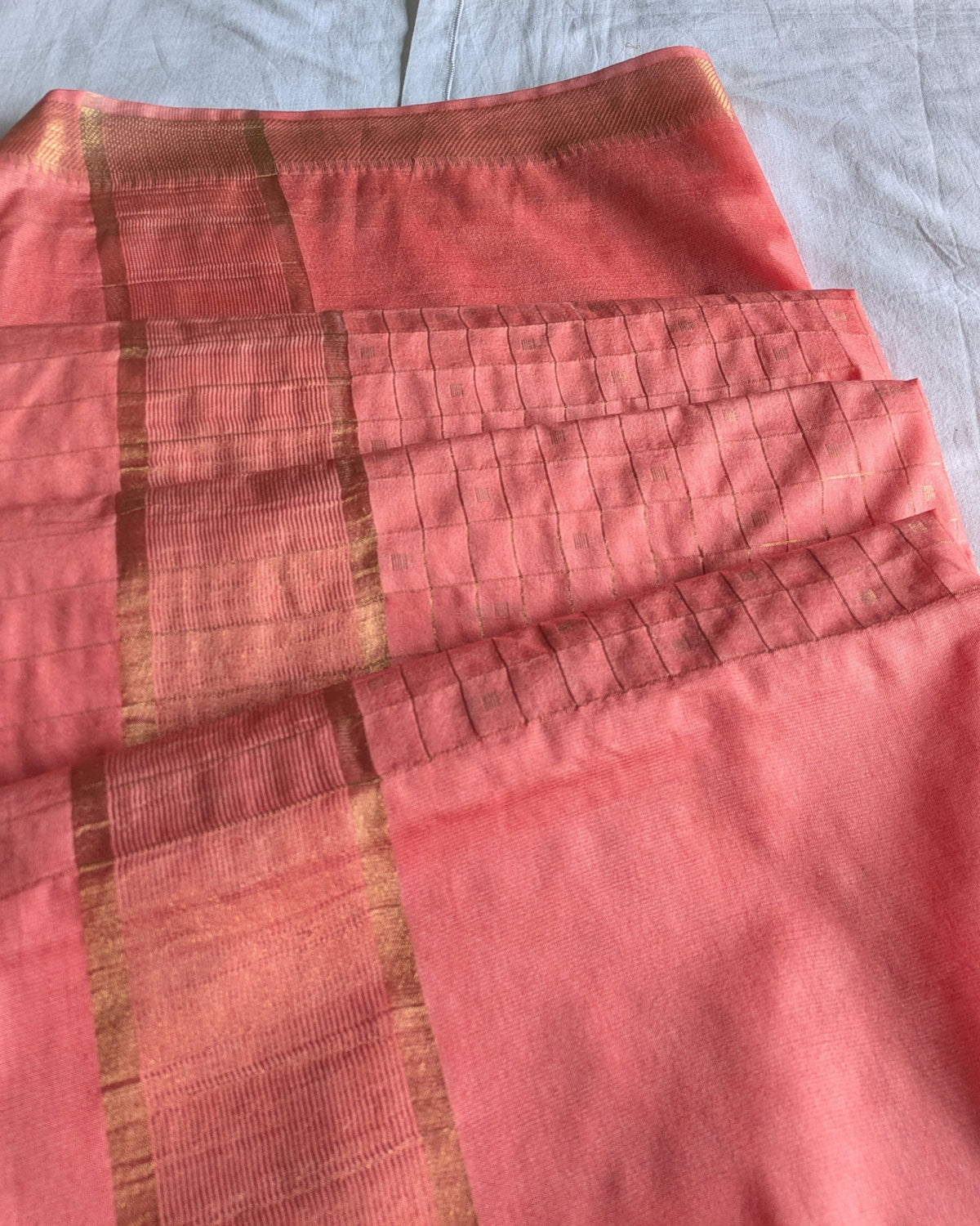 Bhagalpuri Mangalgiri Sari Peach