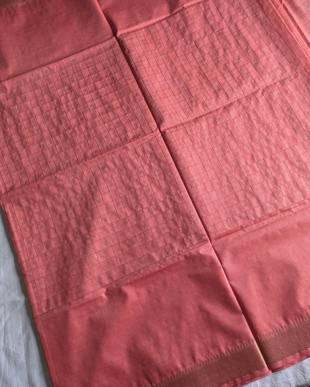 Bhagalpuri Mangalgiri Sari Peach