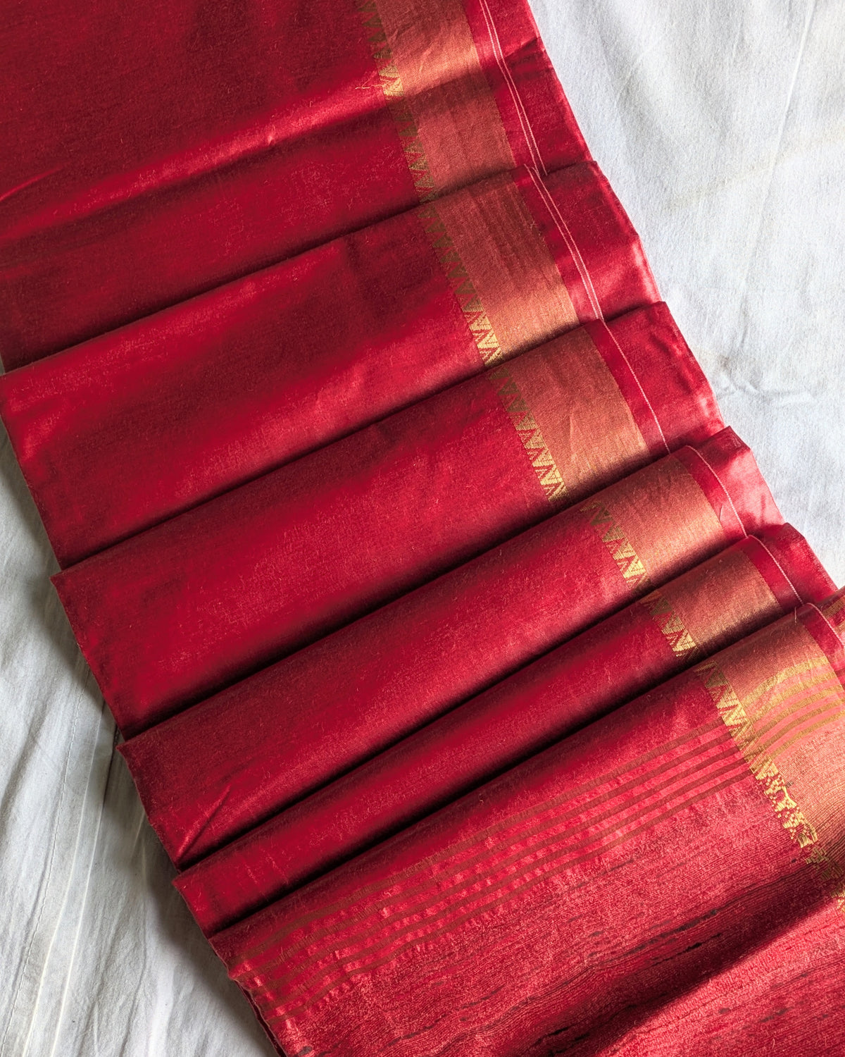 Tussar Muga Silk Mark Sari Red