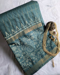 Bhagalpuri Handblock Sari Green