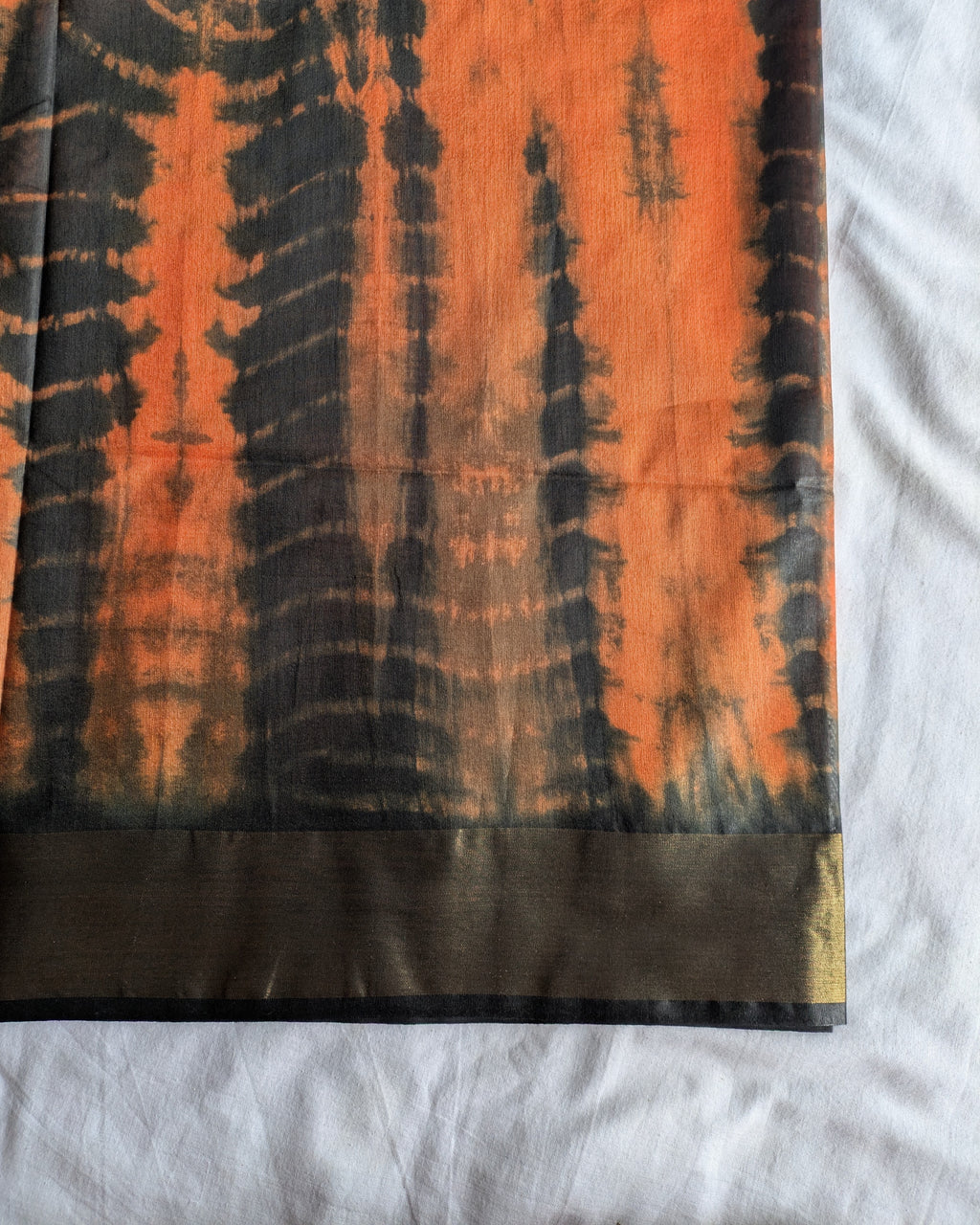 Shibori Bhagalpuri Sari Orange