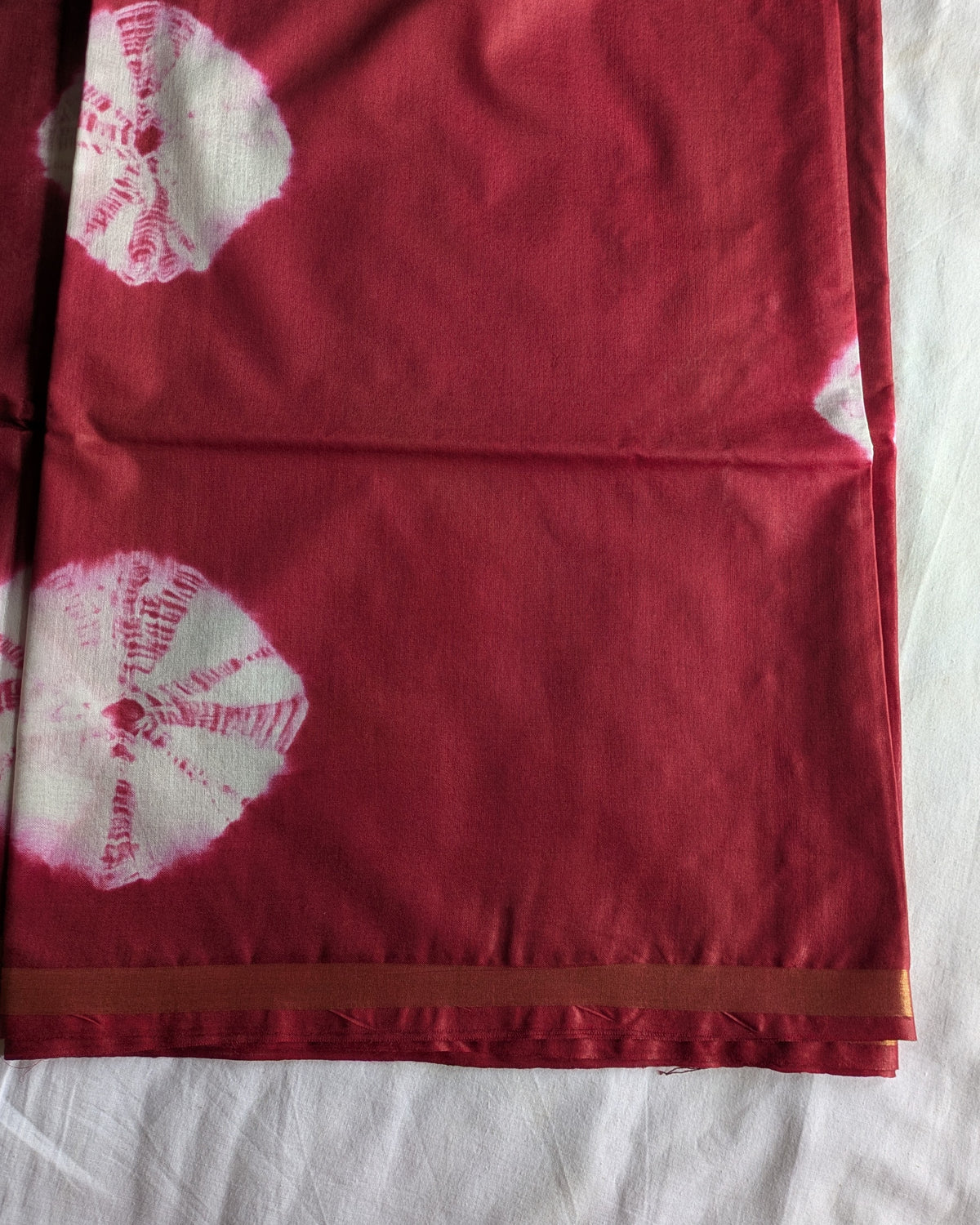 Shibori Bhagalpuri Sari Maroon+White