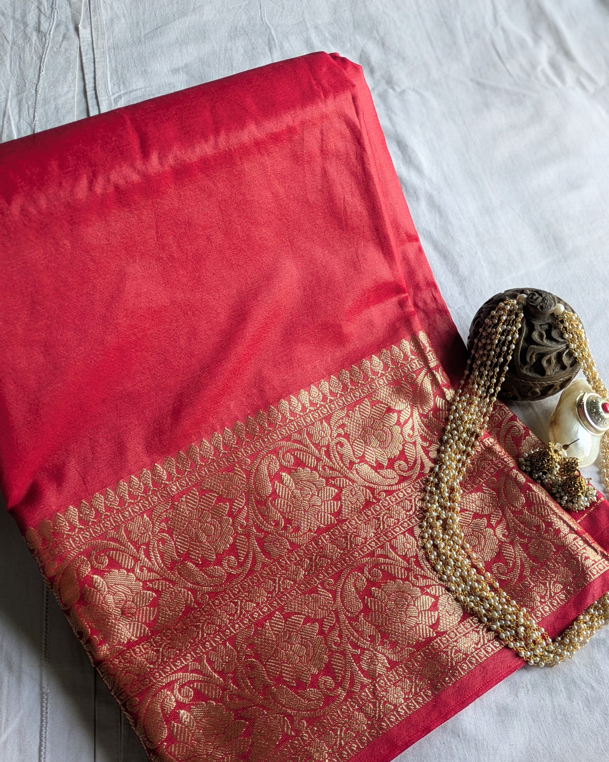 Katan Soft Banarasi Sari Red