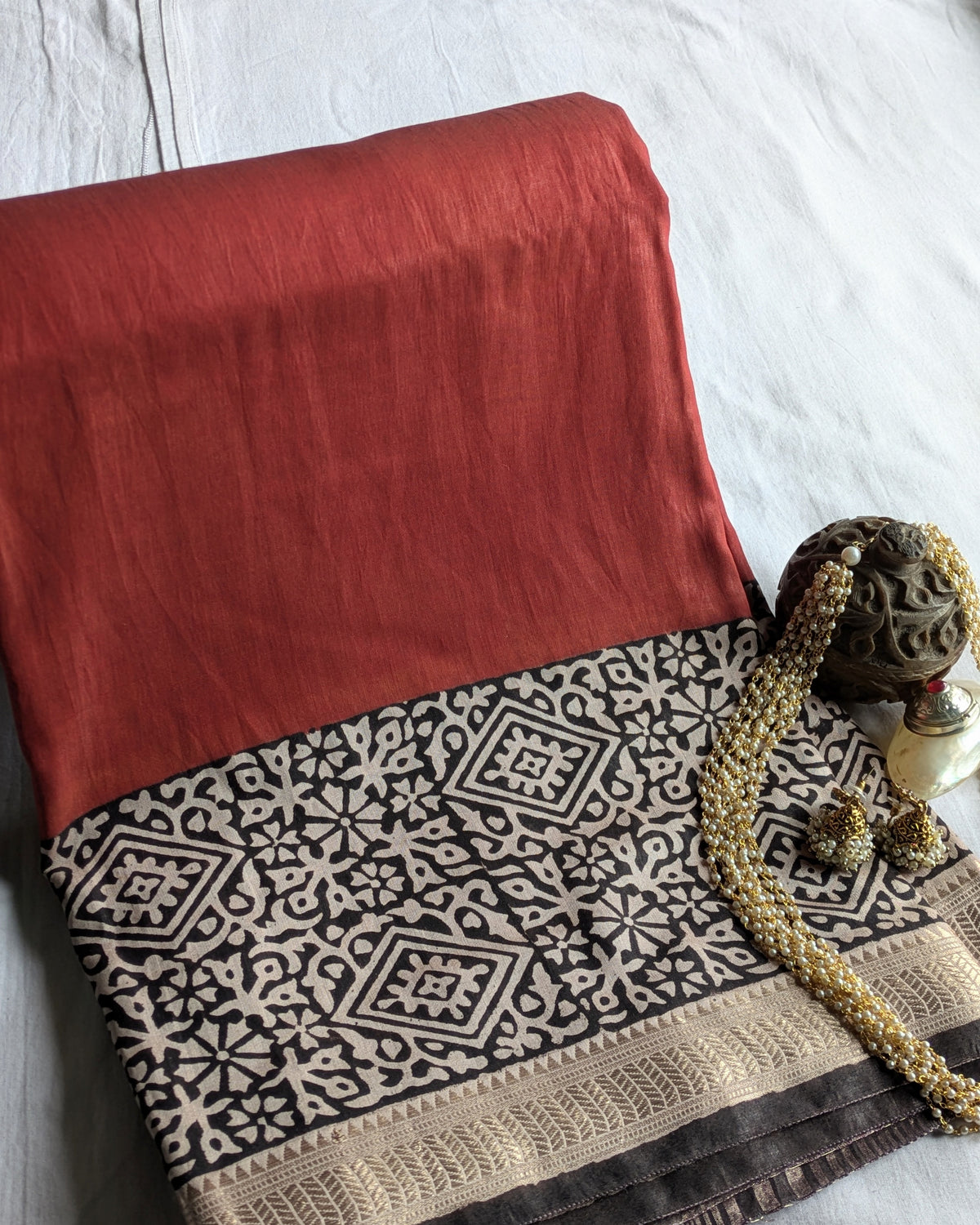 Multani Silk Sari Rust  2 (Liva Tag)
