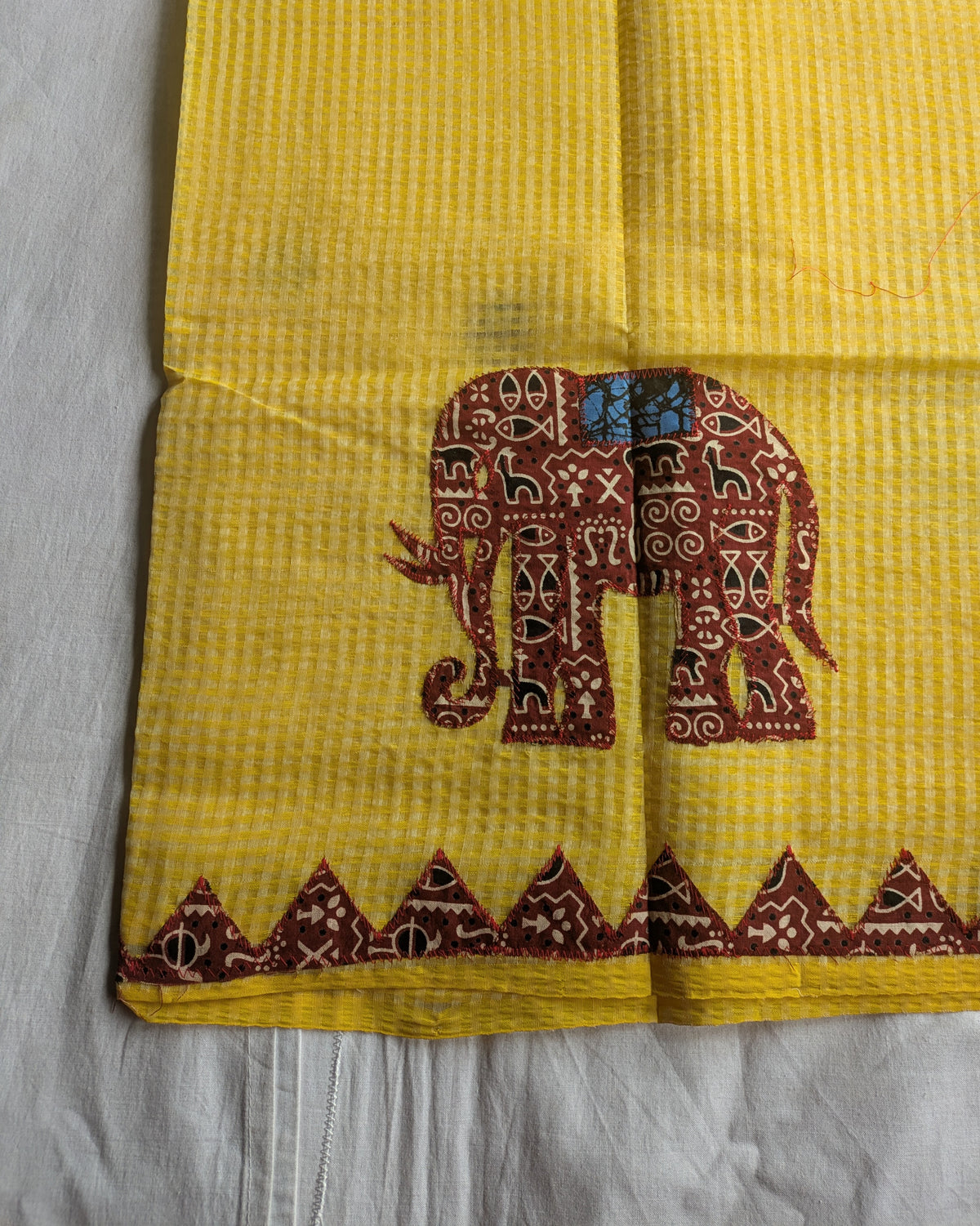 Cotton Kota Applique Sari Yellow 1