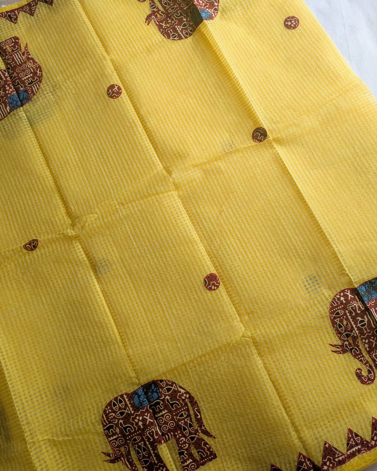 Cotton Kota Applique Sari Yellow 1