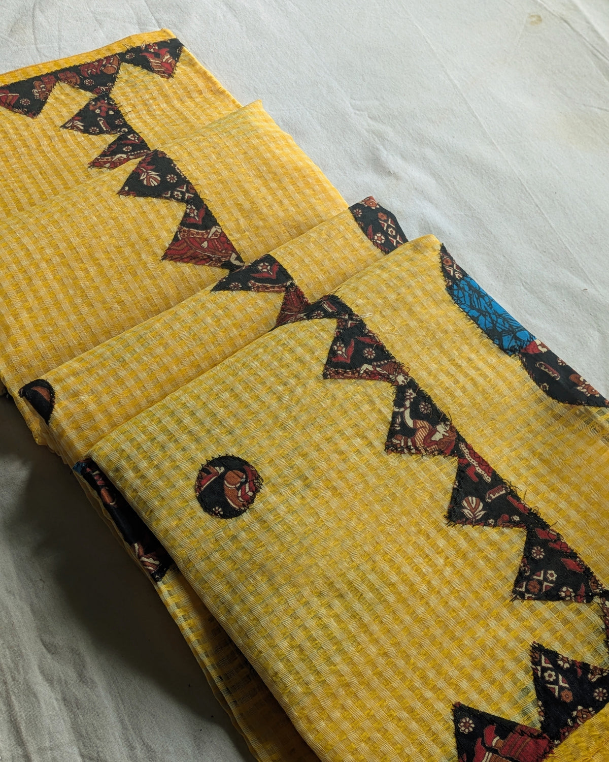 Cotton Kota Applique Sari Yellow 2