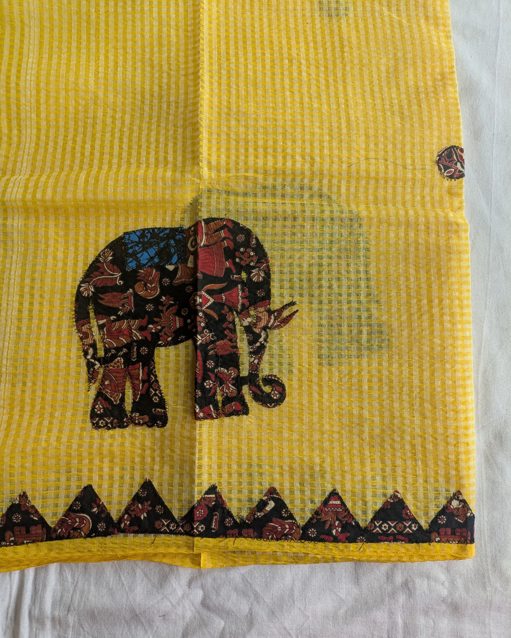 Cotton Kota Applique Sari Yellow 2