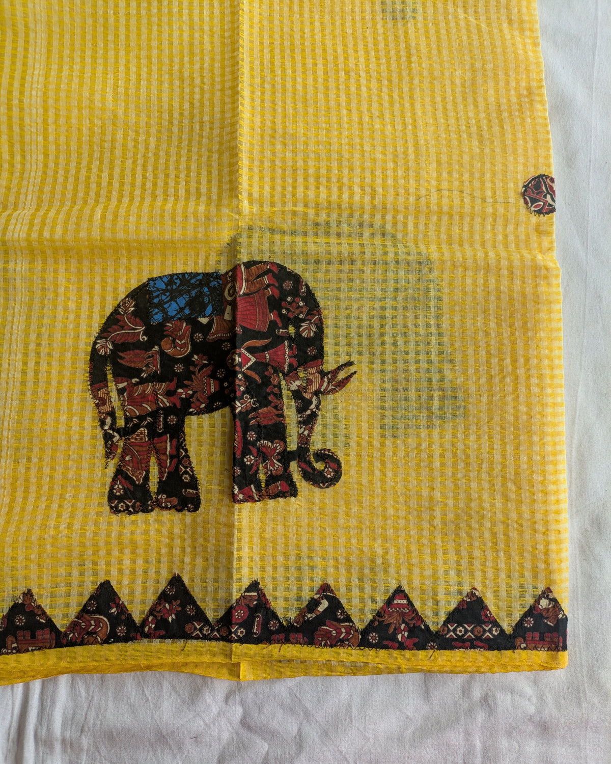 Cotton Kota Applique Sari Yellow 2