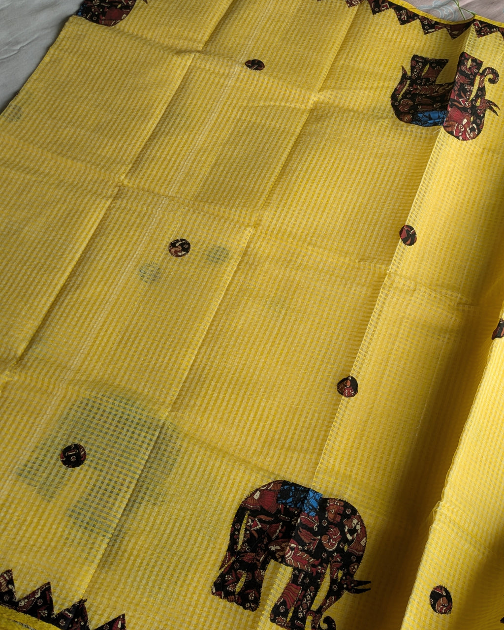 Cotton Kota Applique Sari Yellow 2