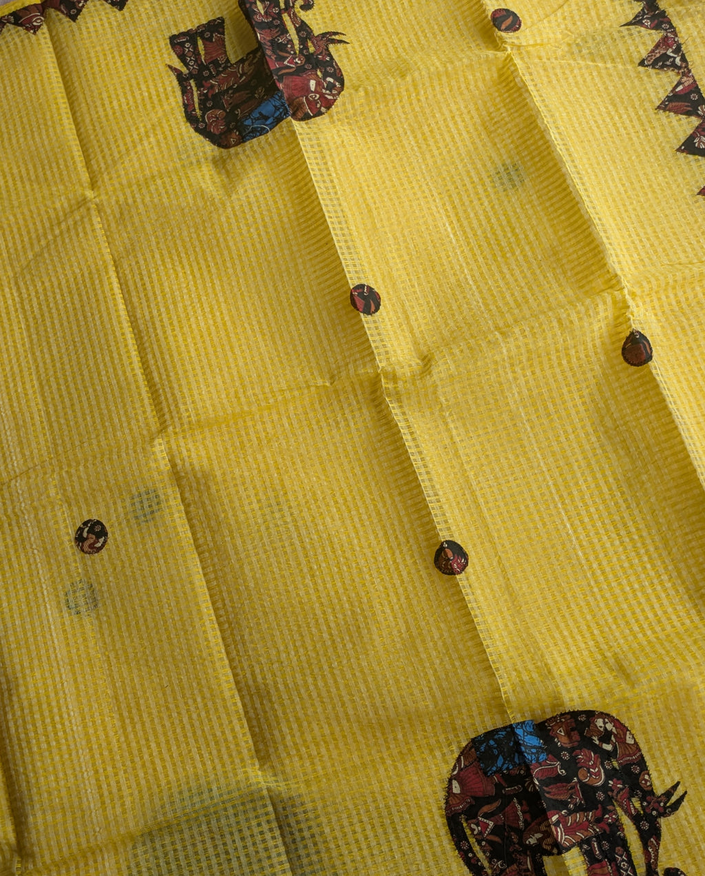 Cotton Kota Applique Sari Yellow 2
