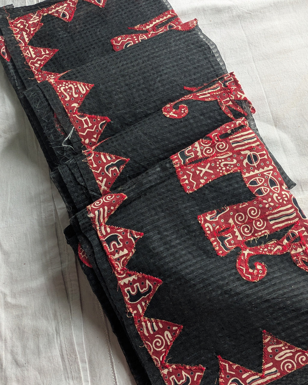 Cotton Kota Applique Sari Black