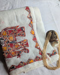 Cotton Kota Applique Sari White 1
